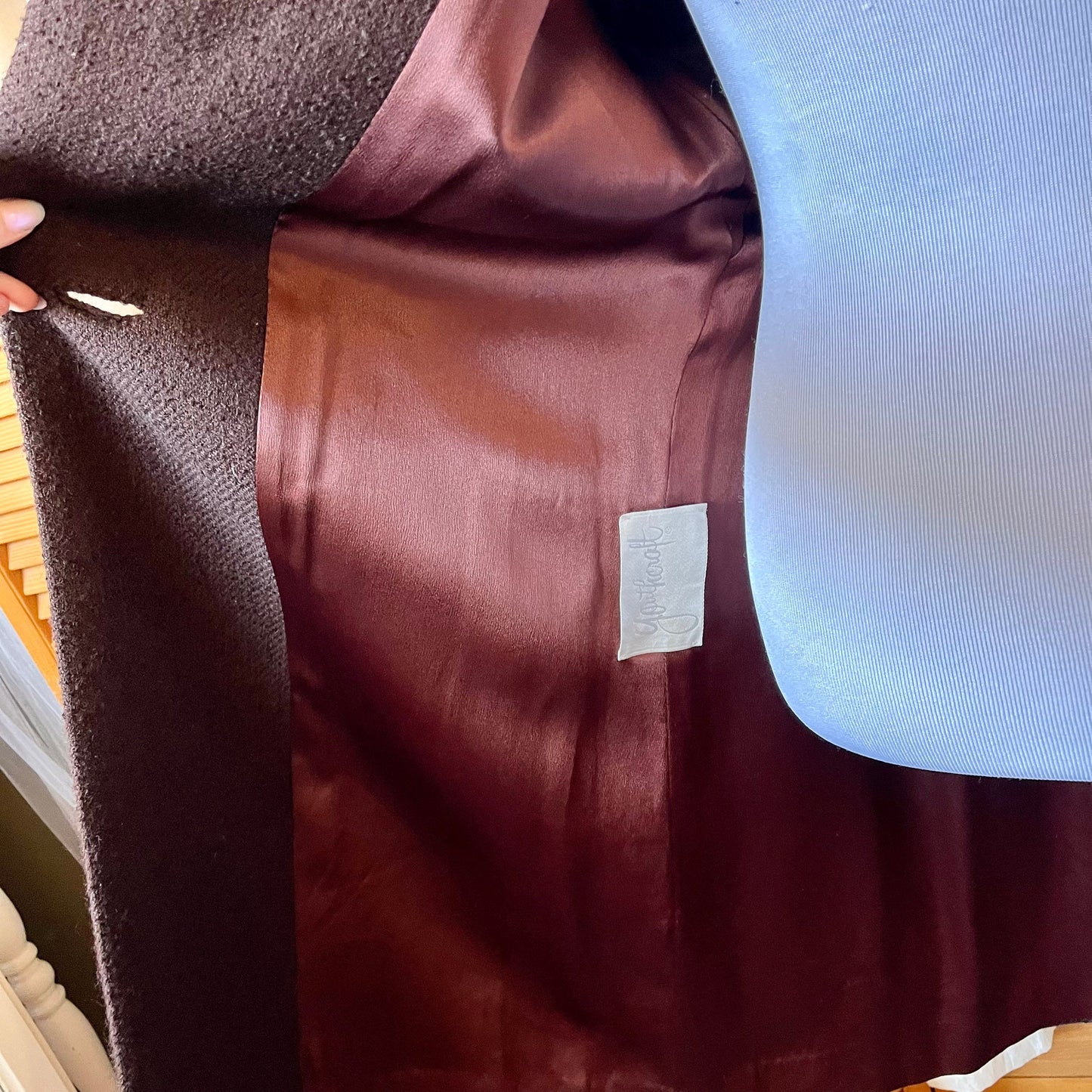 Chocolate Brown Vintage Coat With Fur Collar