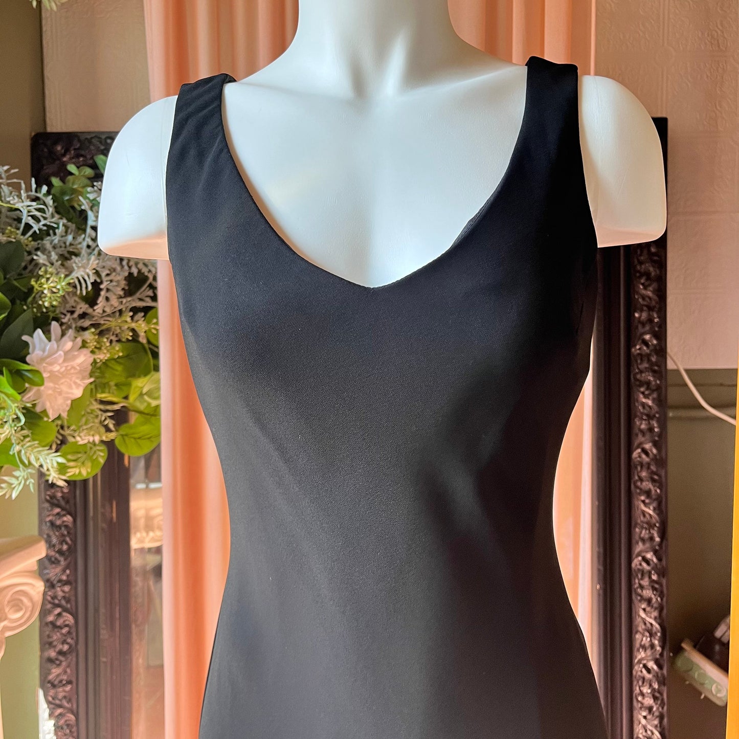 S.L.Fashions Black Dress With Cross Strapped Back