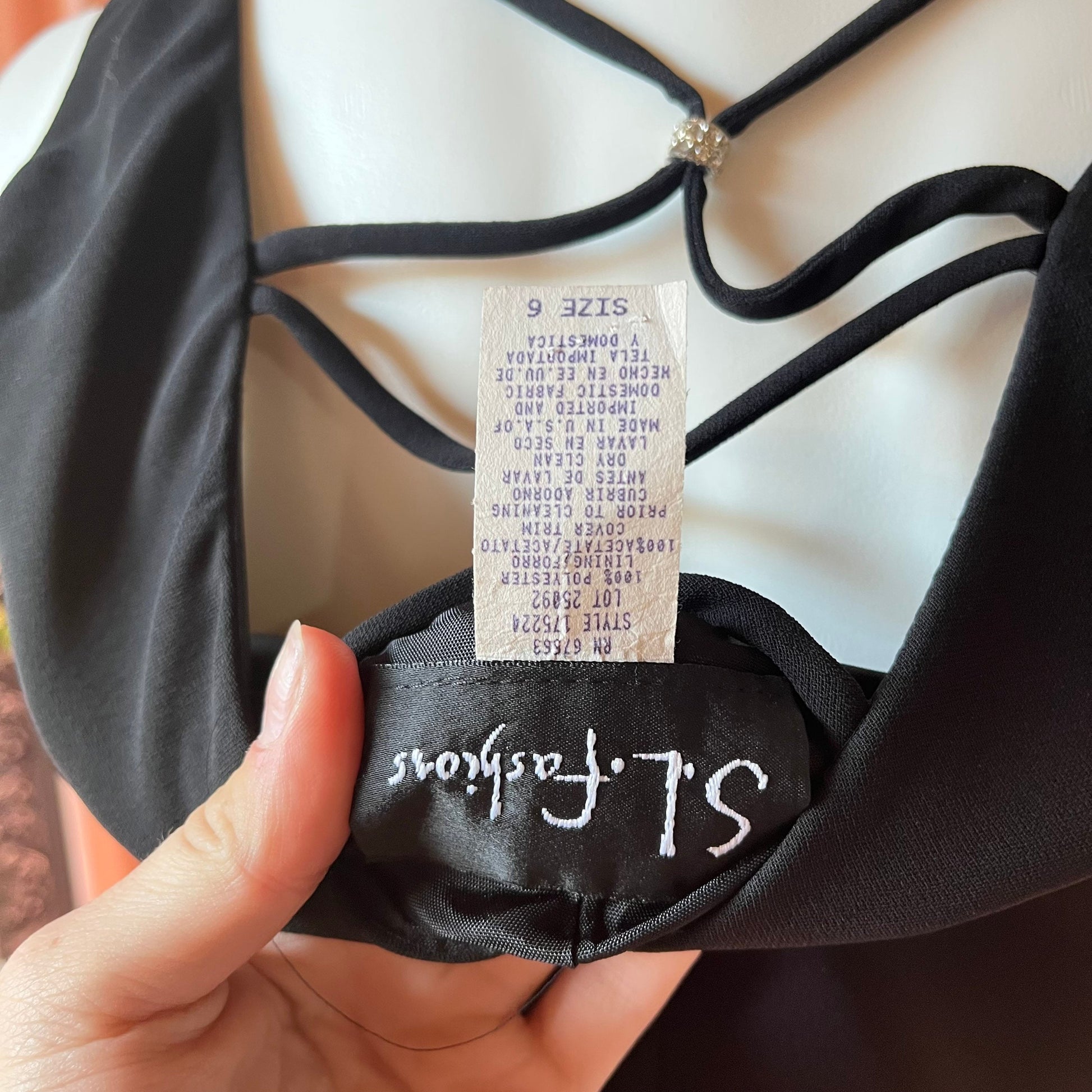 S.L.Fashions Black Dress With Cross Strapped Back