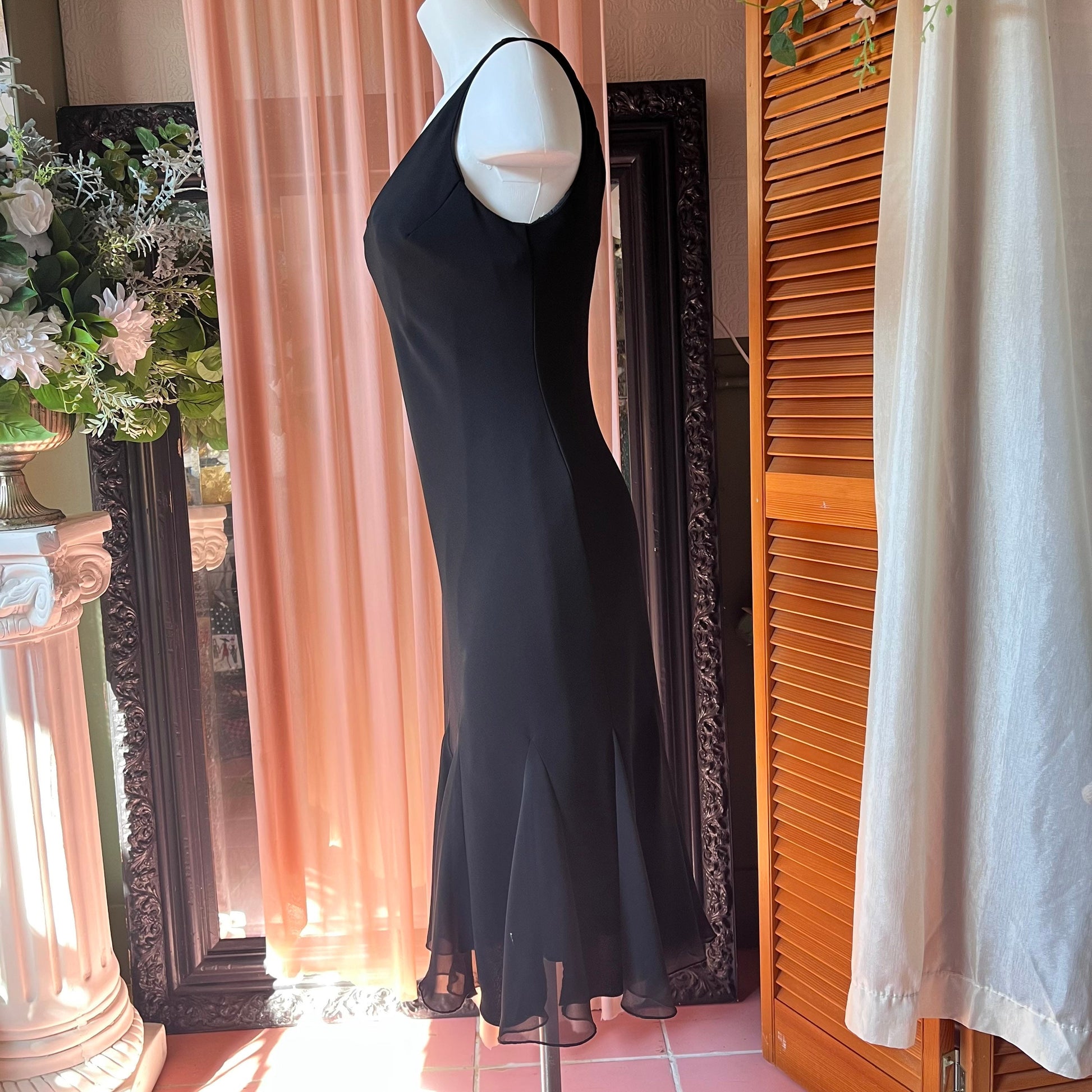 S.L.Fashions Black Dress With Cross Strapped Back