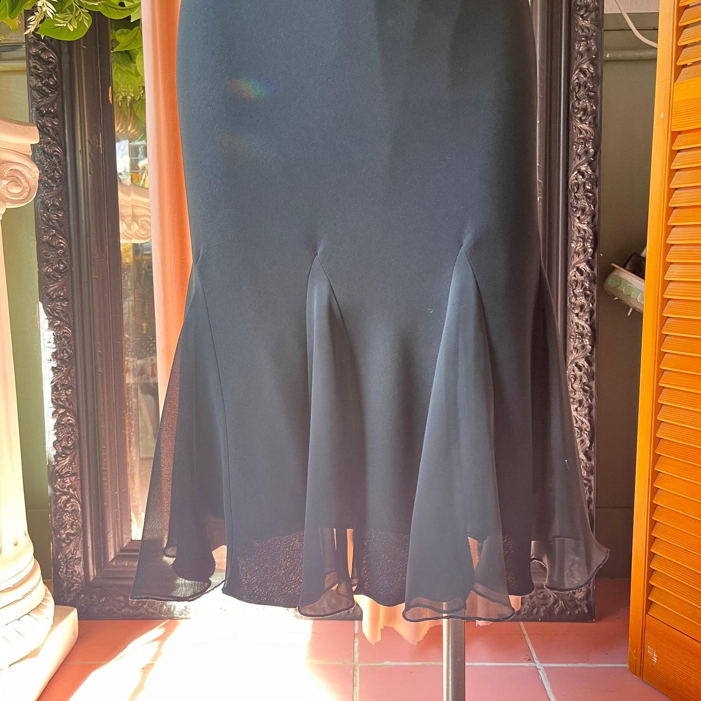 S.L.Fashions Black Dress With Cross Strapped Back