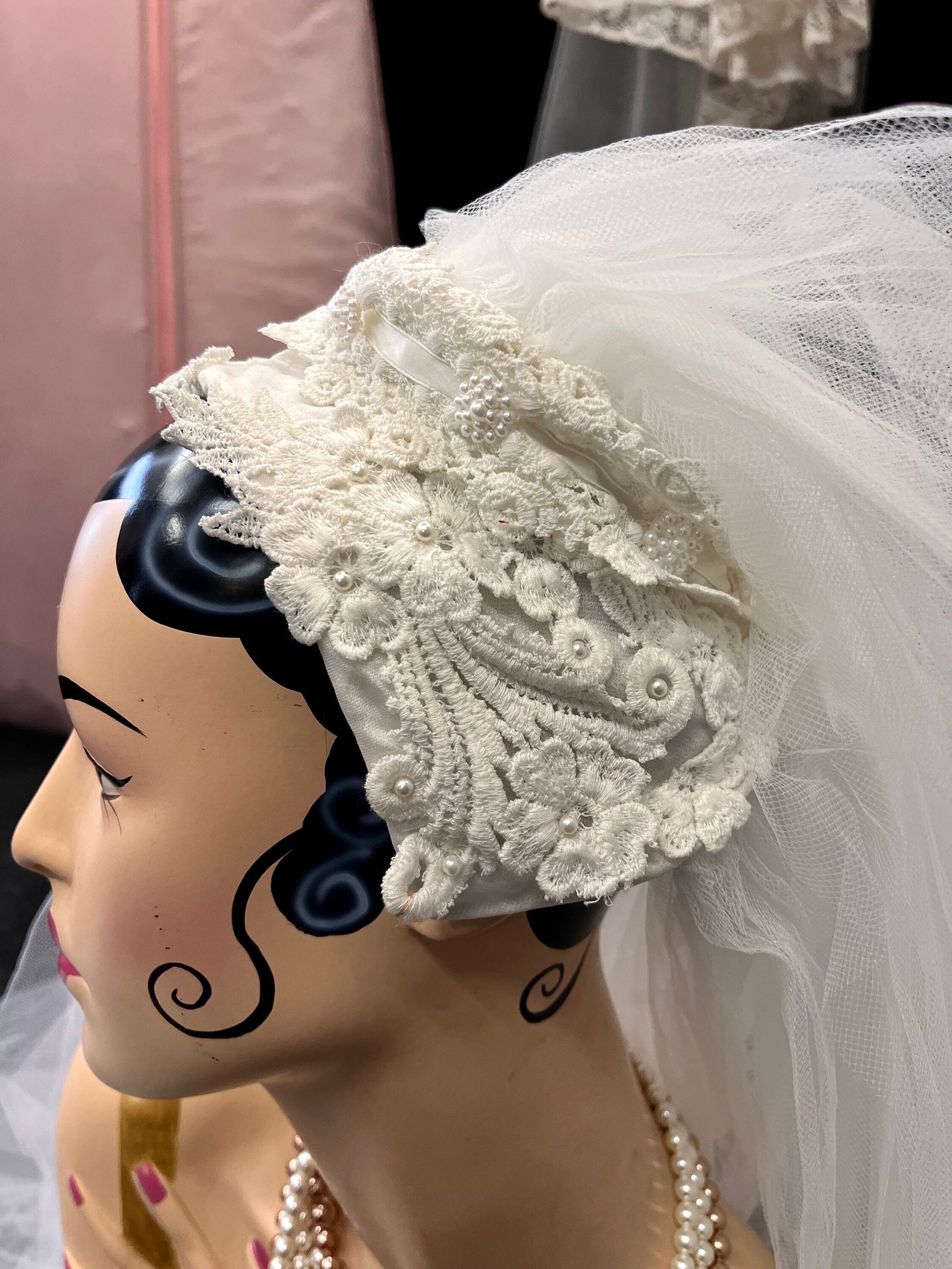 Vintage Floor Length Veil with Blusher