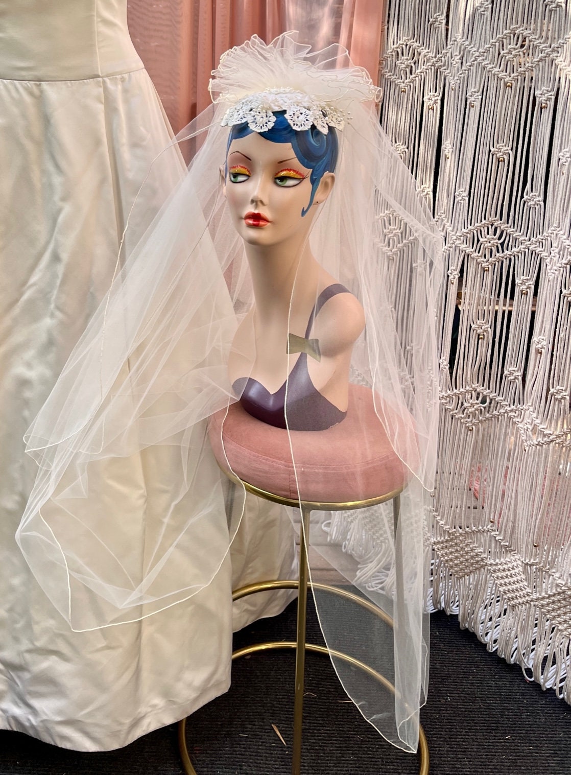 Ivory Lace & Pearl Headpiece + Veil