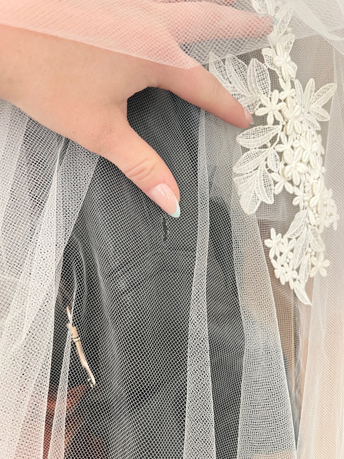 Cathedral Veil With Floral Headpiece an Appliques