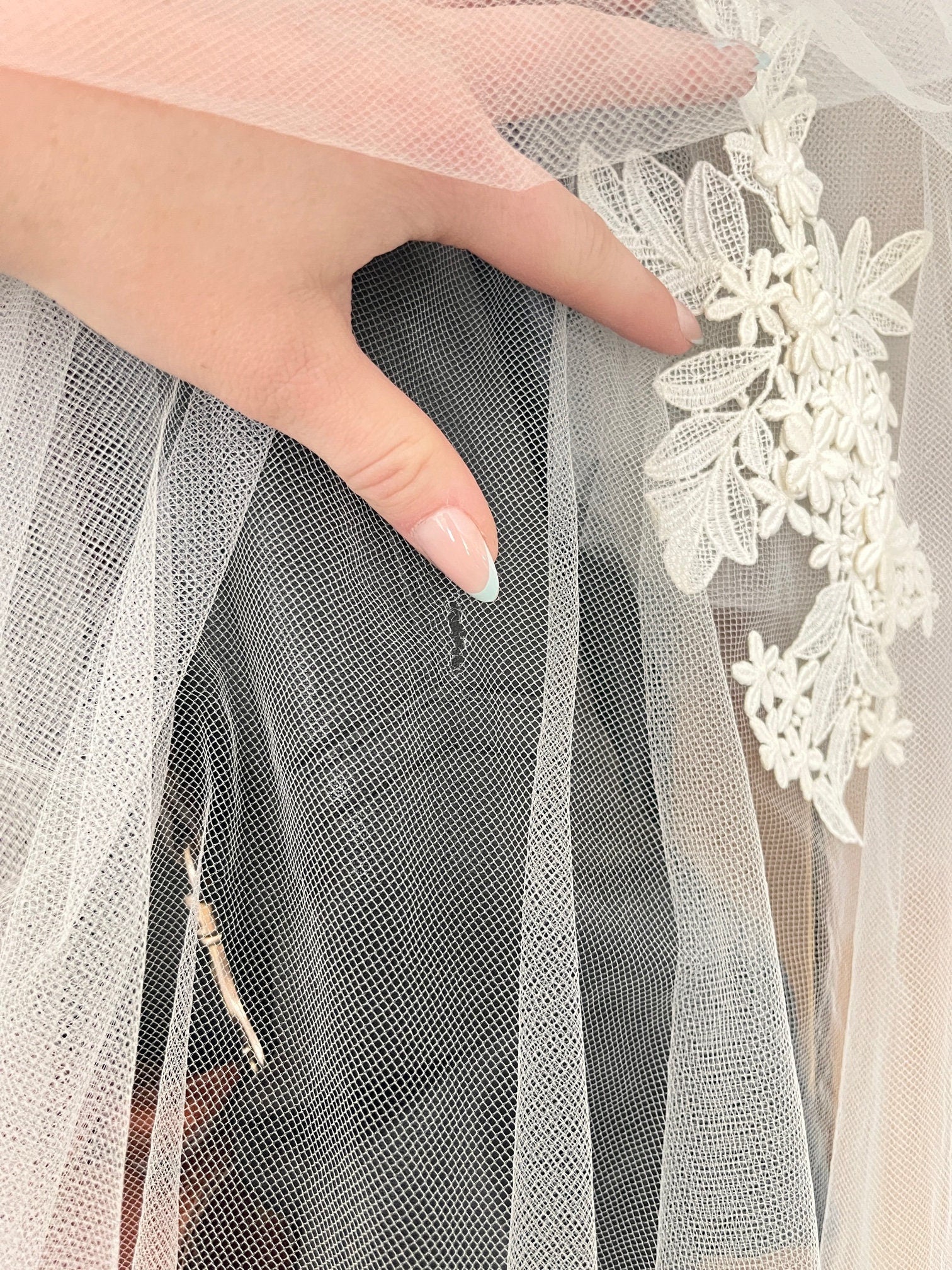 Cathedral Veil With Floral Headpiece an Appliques