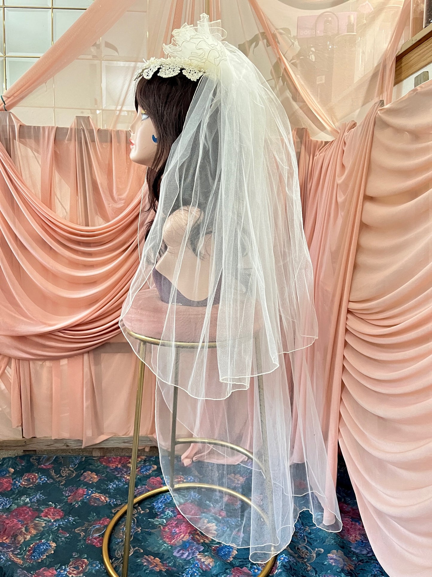 Ivory Lace & Pearl Headpiece + Veil