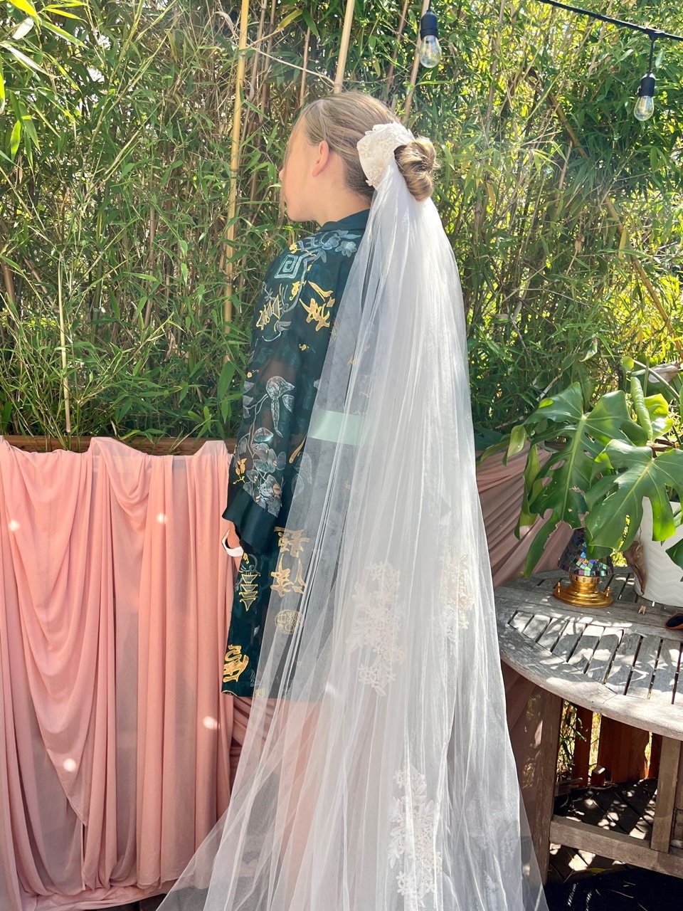 Cathedral Veil With Floral Headpiece an Appliques