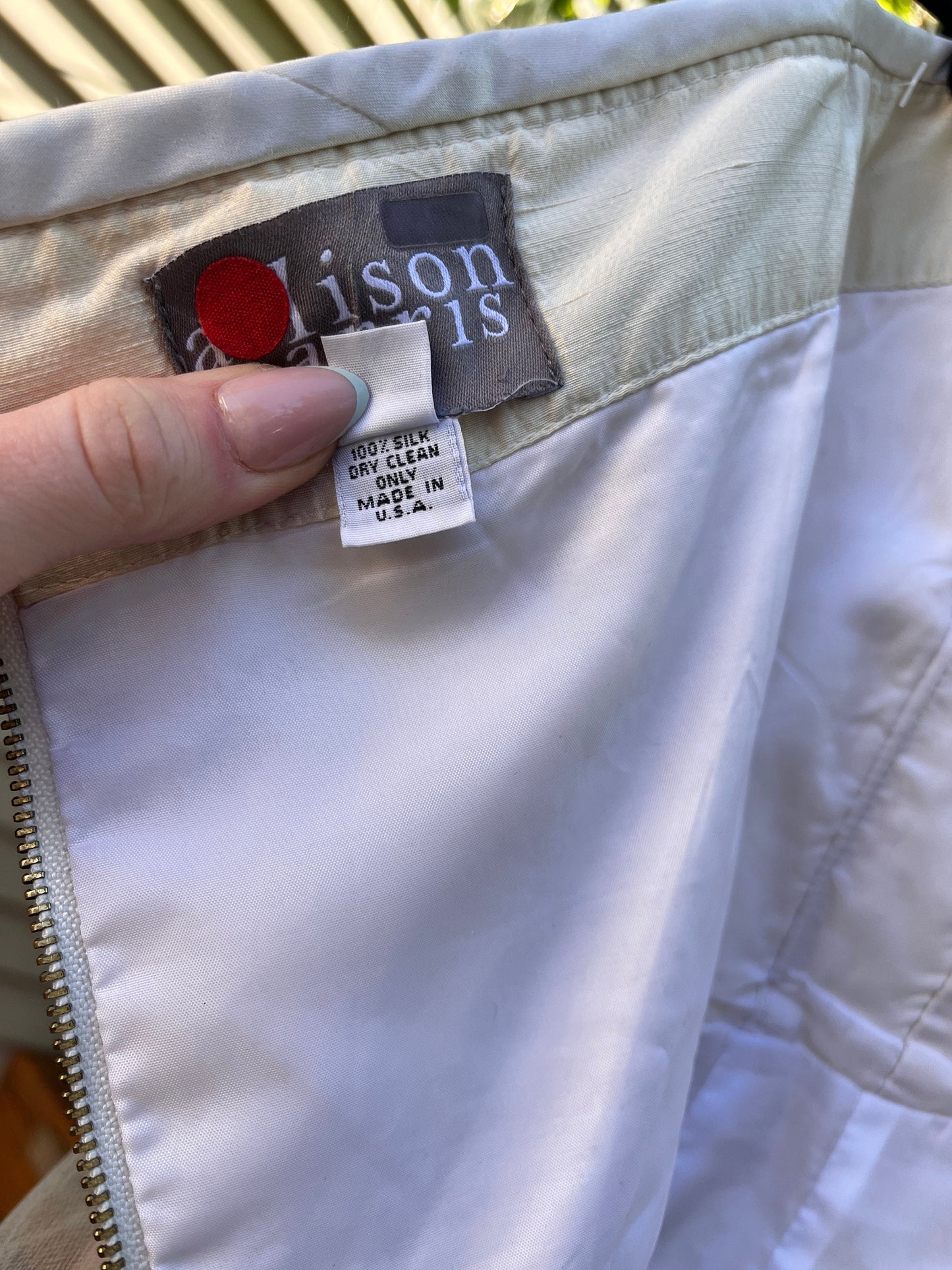 Alison Parris Ivory Silk Dress With Tulle Skirt