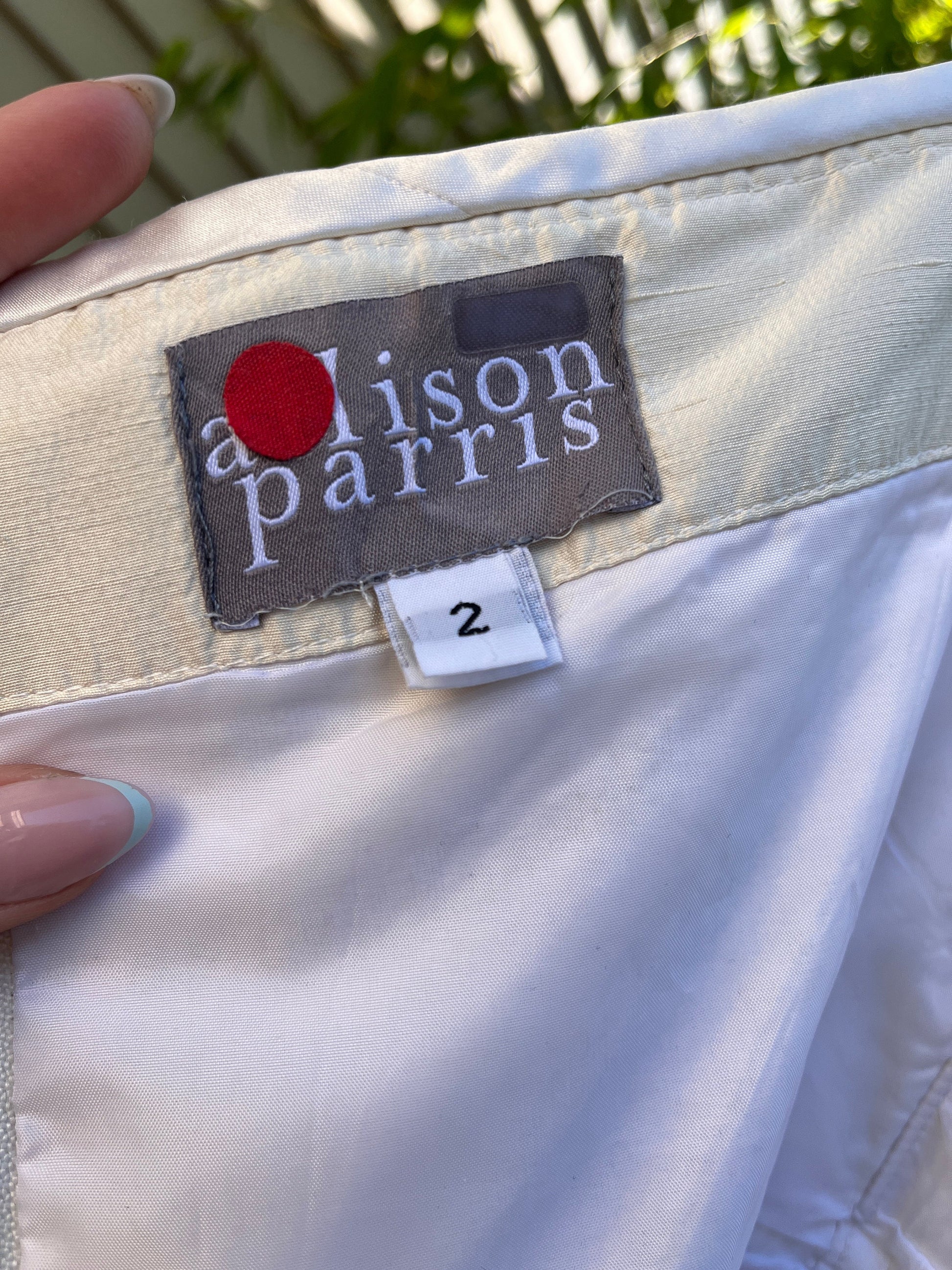 Alison Parris Ivory Silk Dress With Tulle Skirt