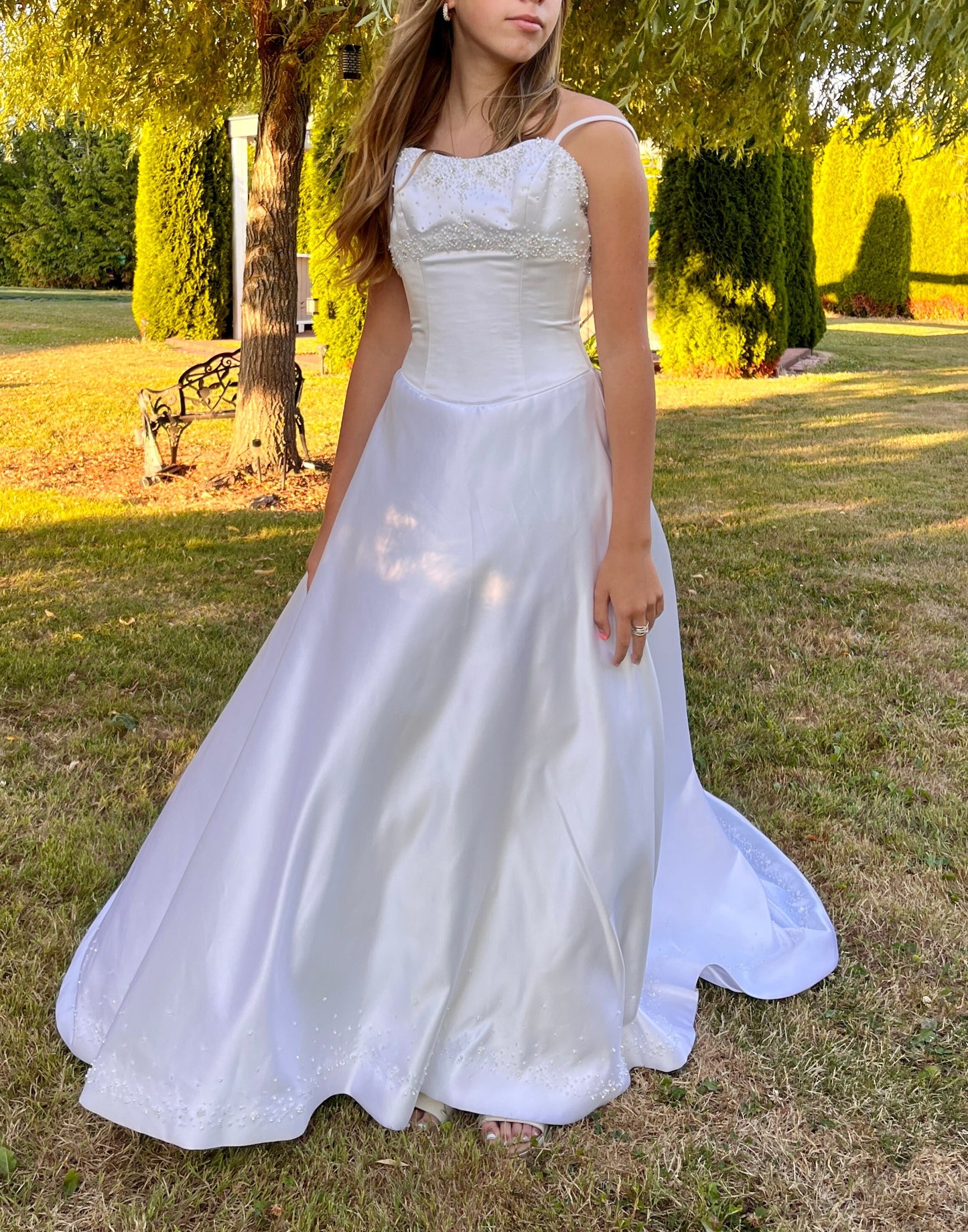 DREAMS Spaghetti Strapped Wedding Dress with Beading Detail