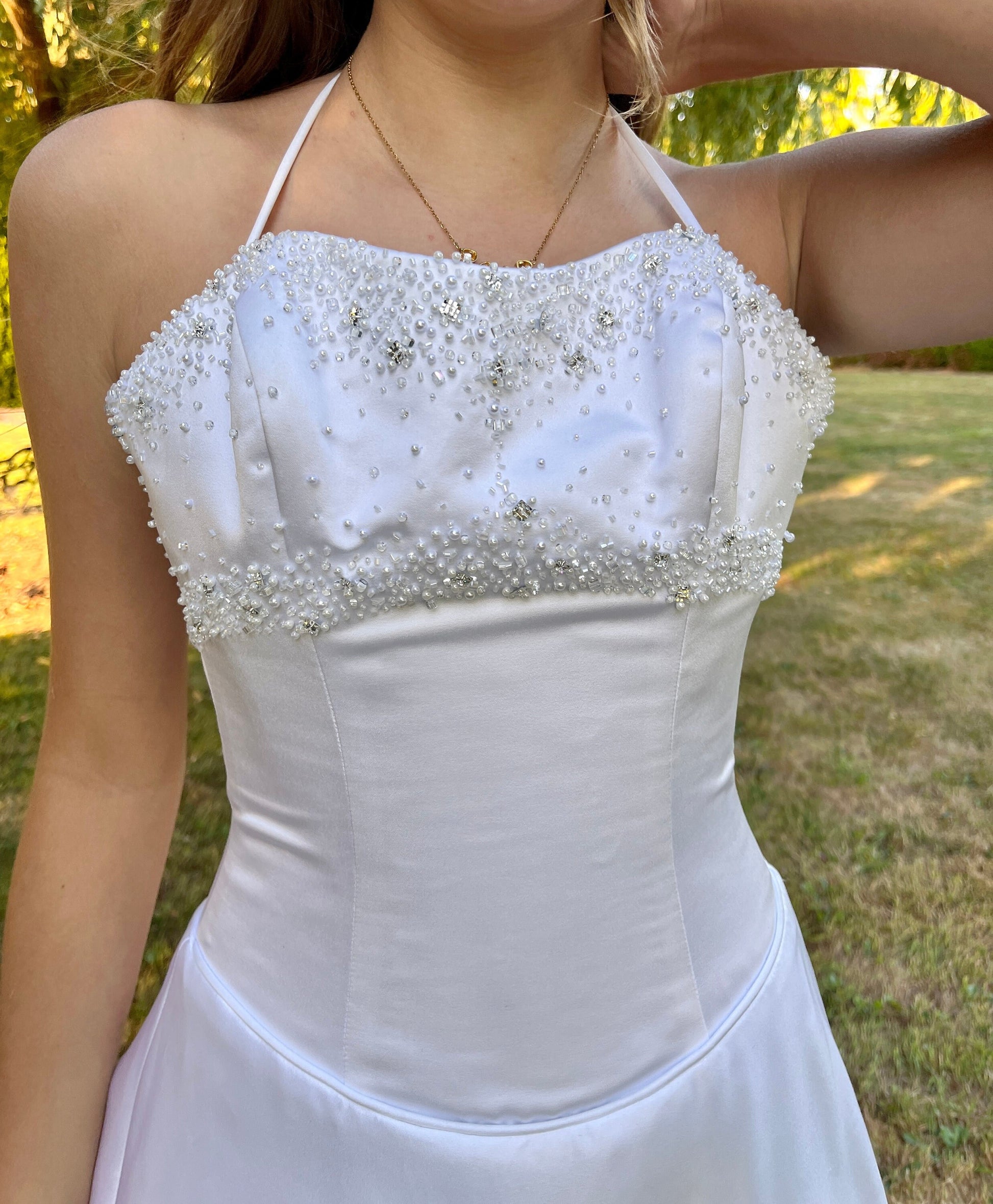 DREAMS Spaghetti Strapped Wedding Dress with Beading Detail