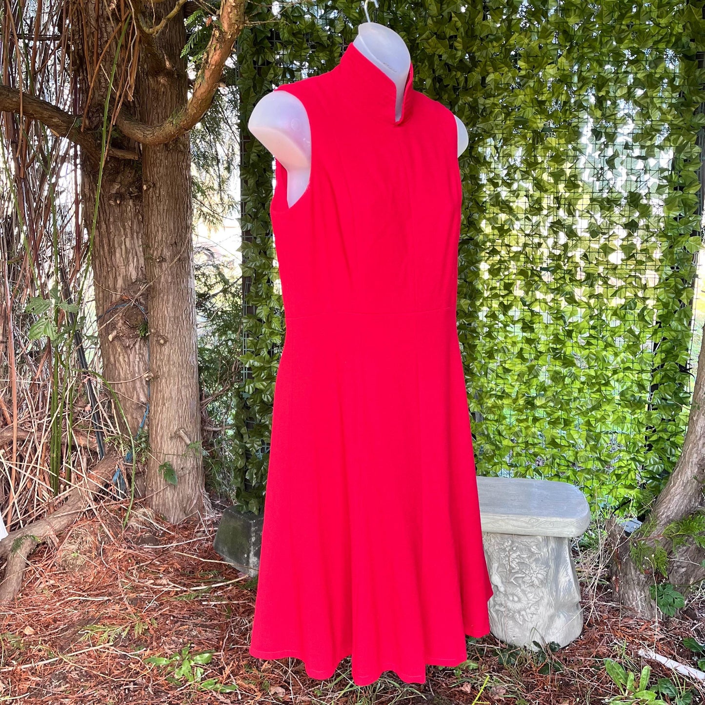 Elegant 2-piece Ensemble, Red Wool Dress & Jacket Set by Linda Allard, Ellen Tracy