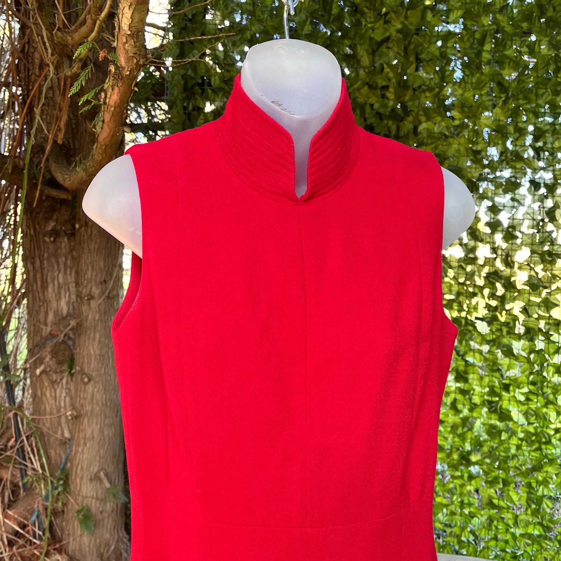 Elegant 2-piece Ensemble, Red Wool Dress & Jacket Set by Linda Allard, Ellen Tracy