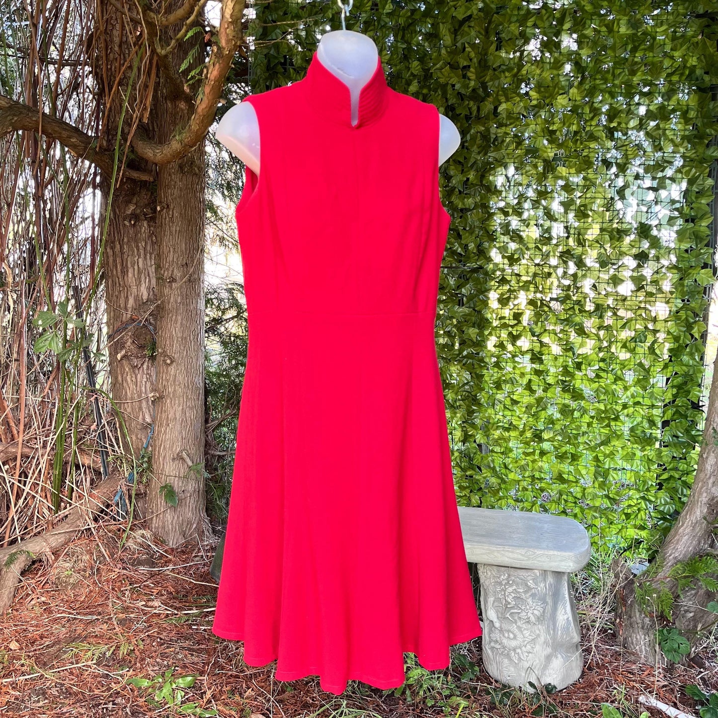 Elegant 2-piece Ensemble, Red Wool Dress & Jacket Set by Linda Allard, Ellen Tracy