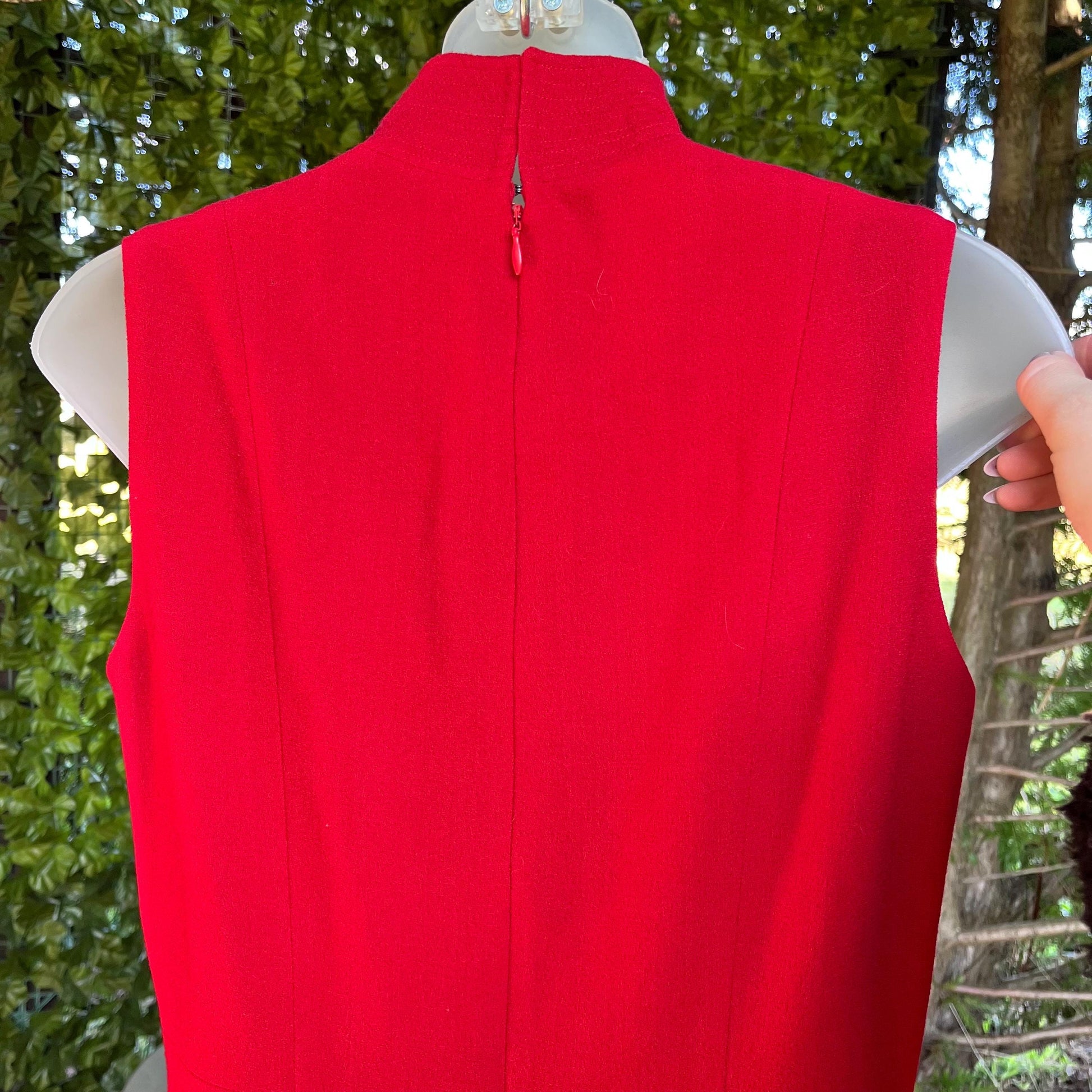 Elegant 2-piece Ensemble, Red Wool Dress & Jacket Set by Linda Allard, Ellen Tracy