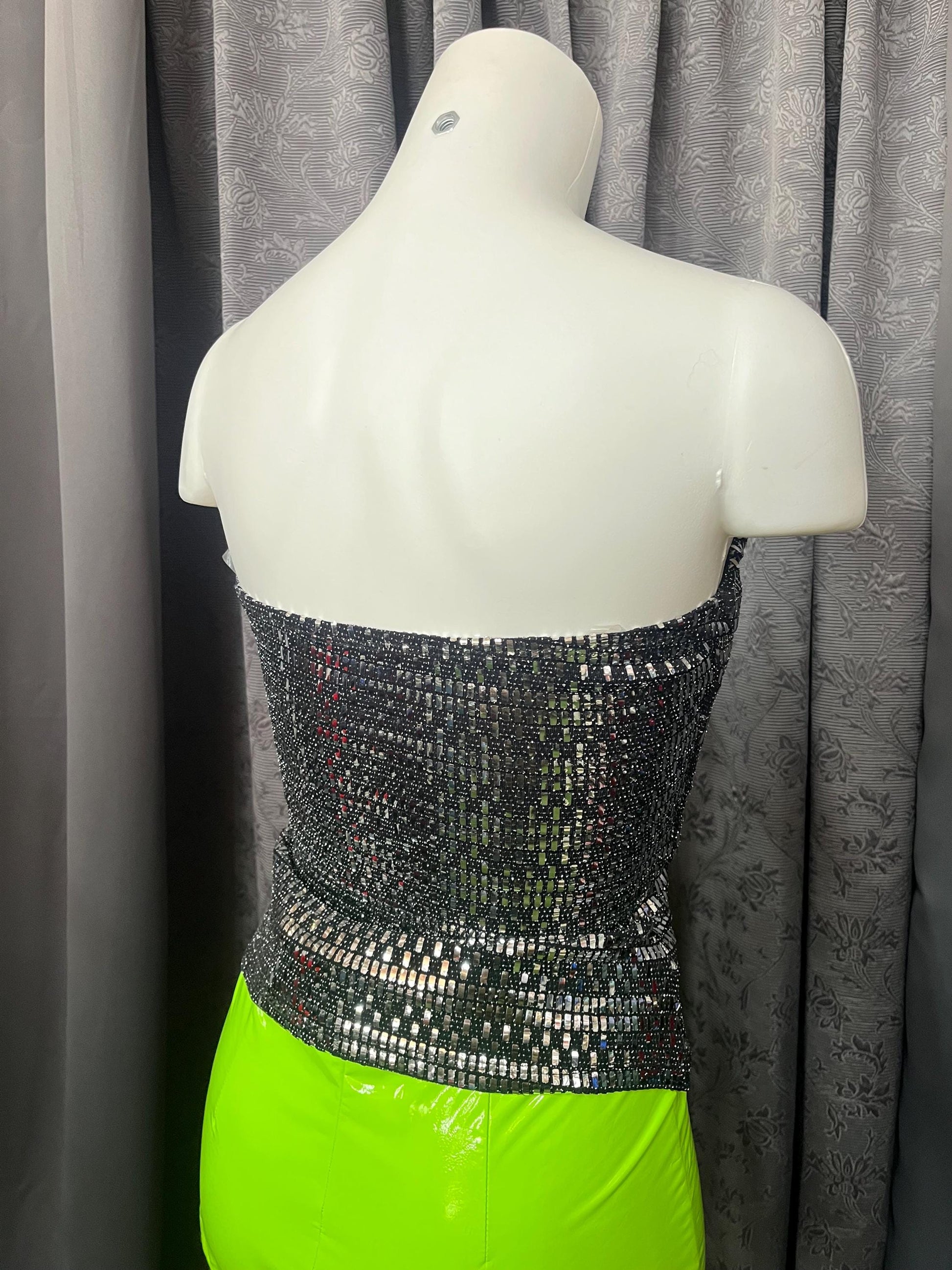 Glitter Grid Strapless Bustier – Reflective Rave Corset Top