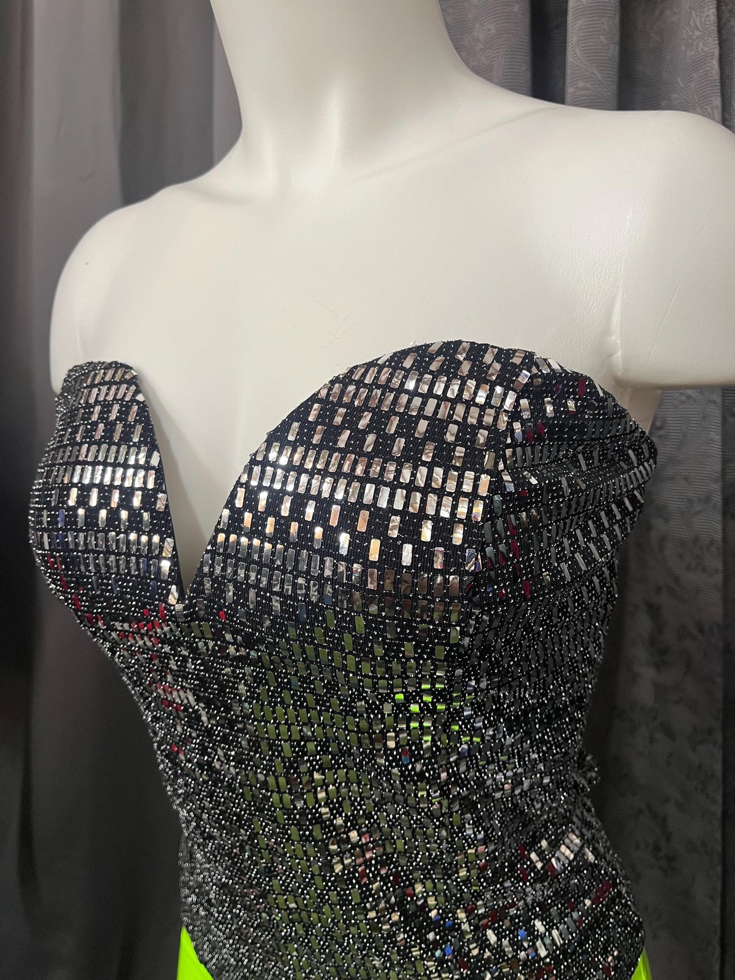Glitter Grid Strapless Bustier – Reflective Rave Corset Top