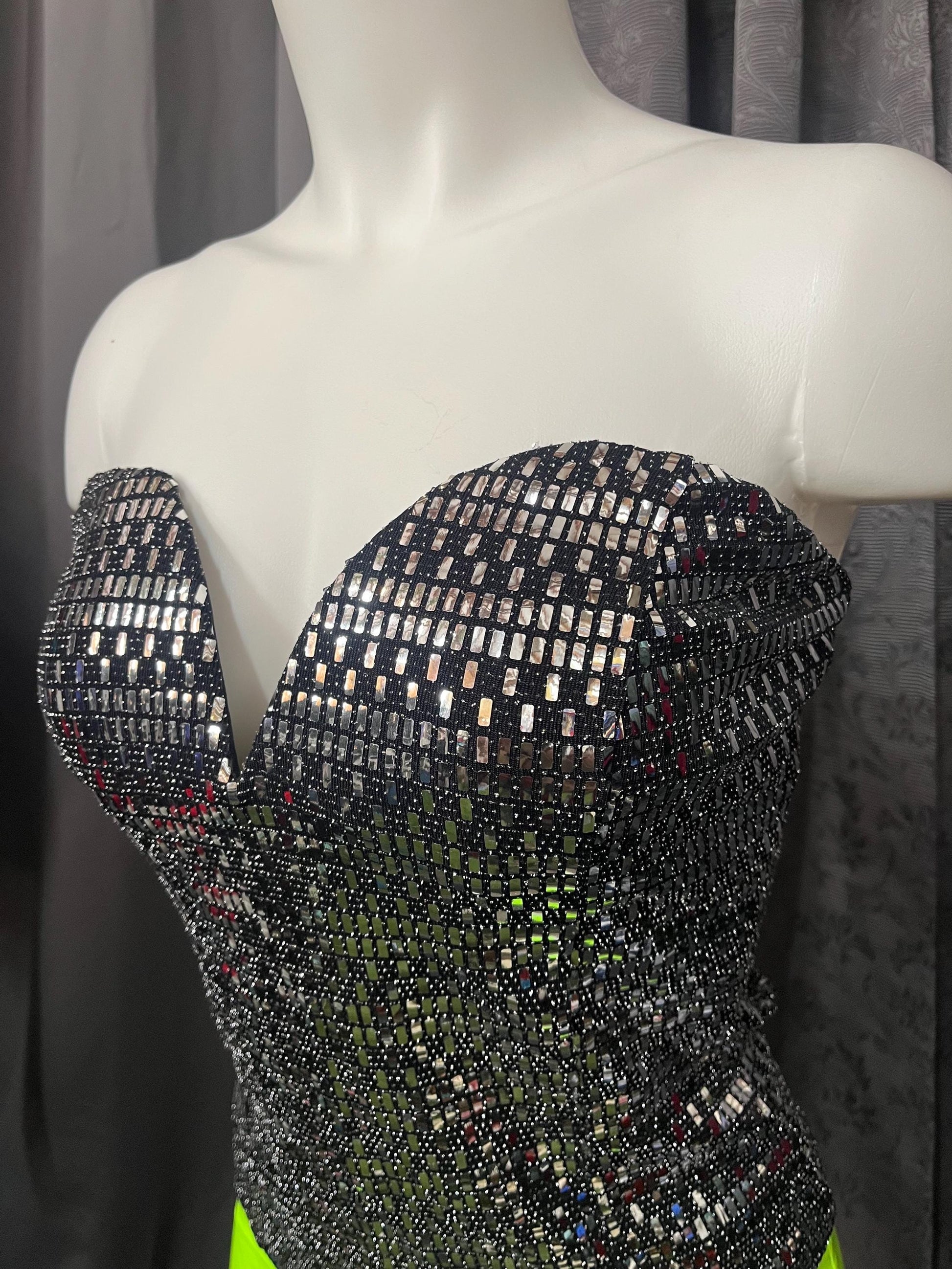 Glitter Grid Strapless Bustier – Reflective Rave Corset Top