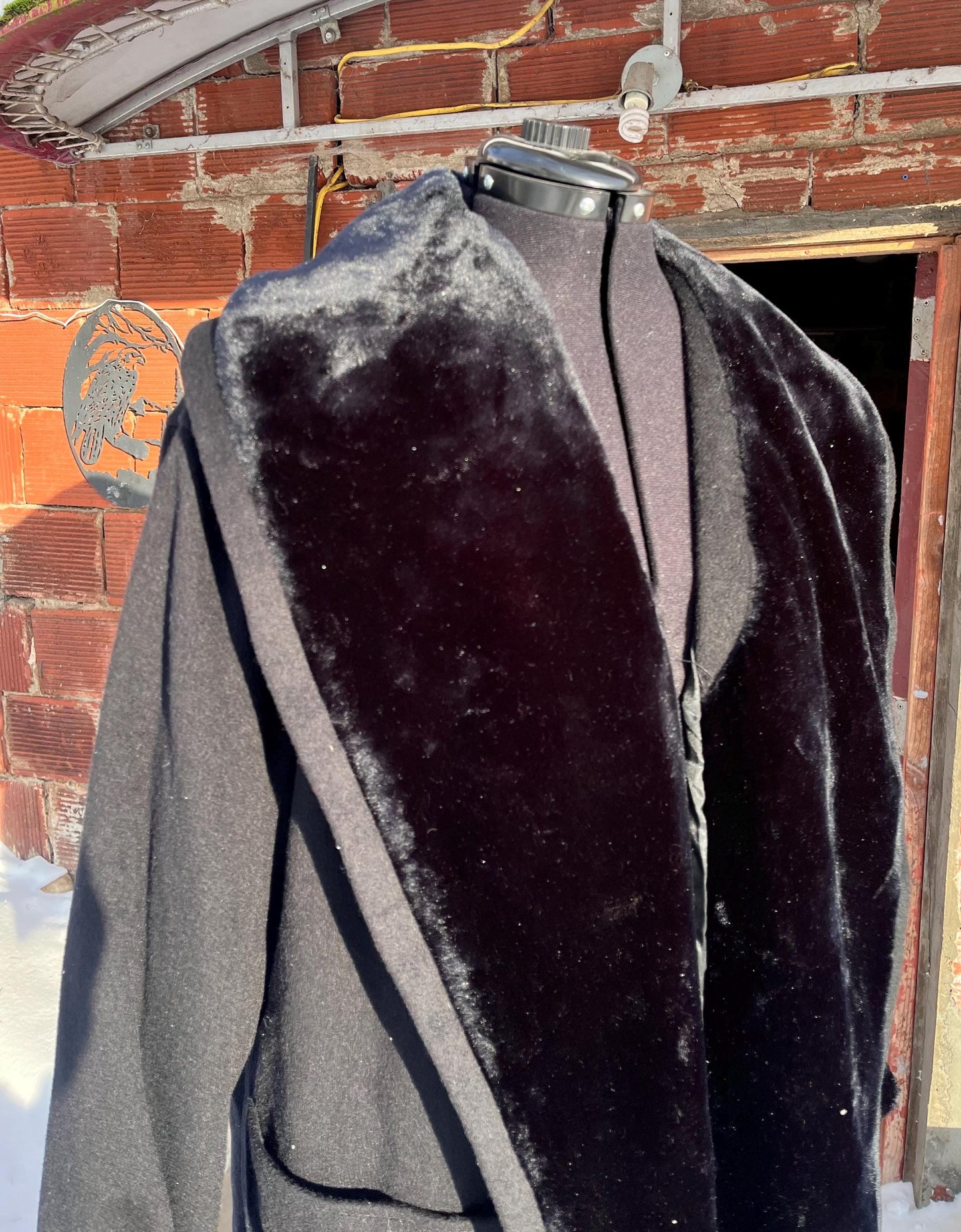 Vintage Black Wool Blend Coat with Faux Fur Details - The Limited
