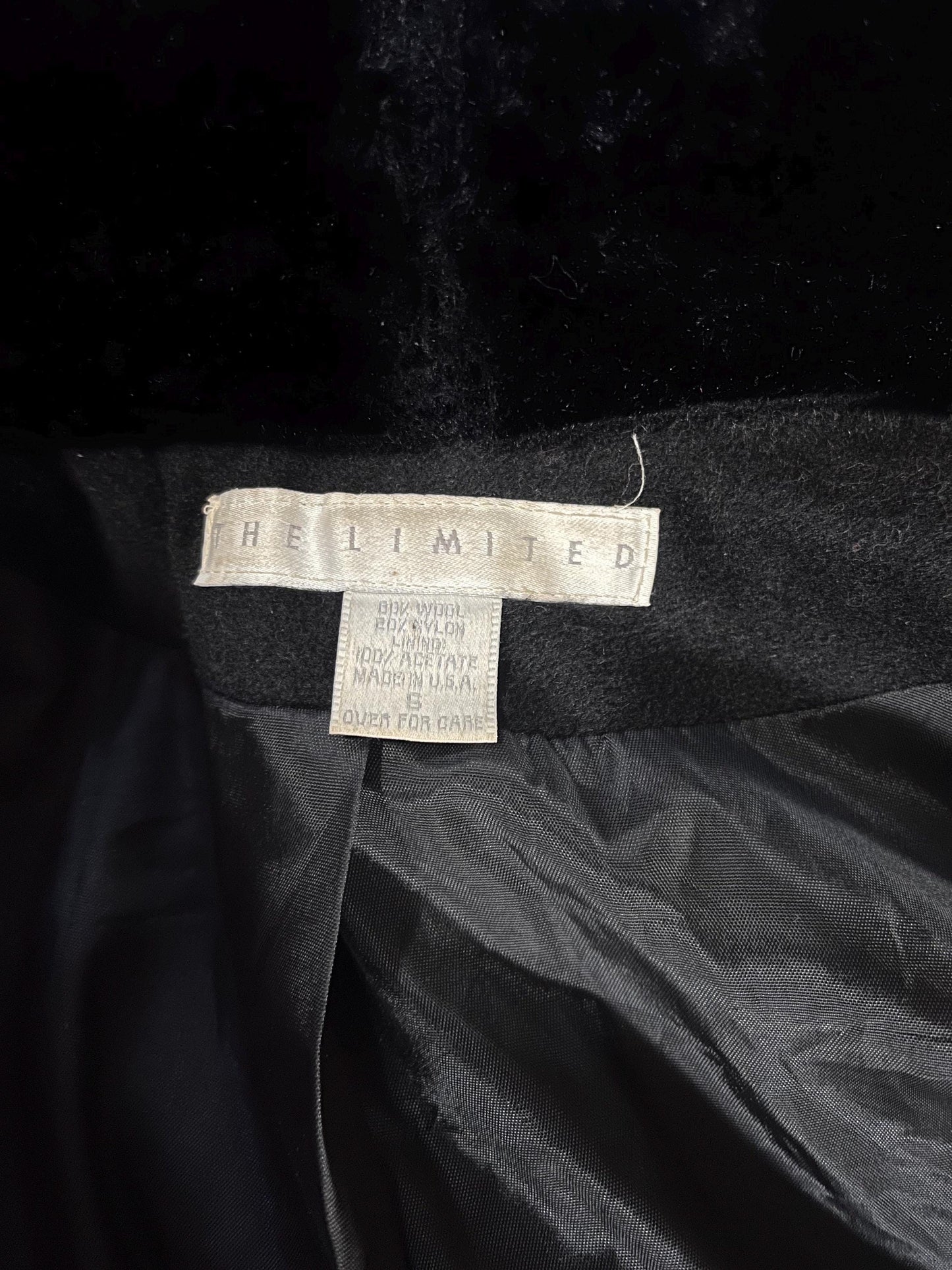 Vintage Black Wool Blend Coat with Faux Fur Details - The Limited