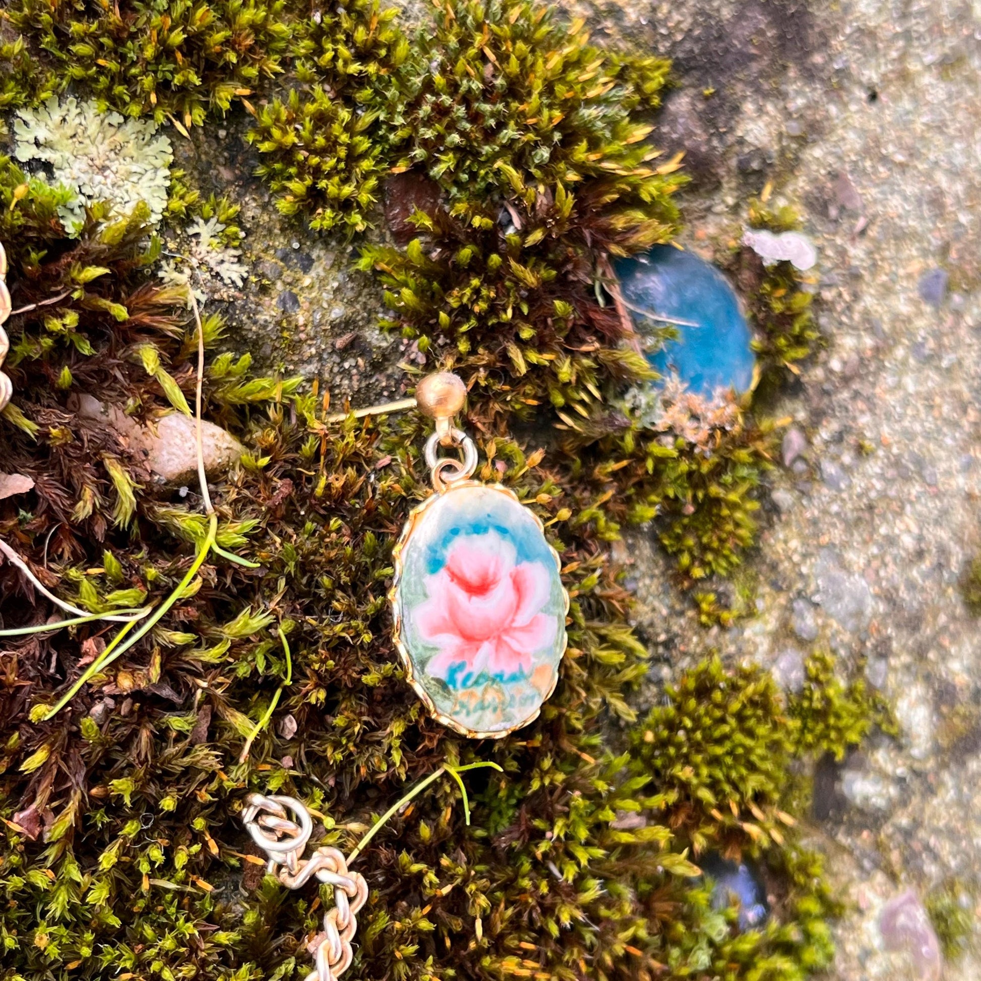 Rosalind Set- Floral Cross Necklace & Earrings Set