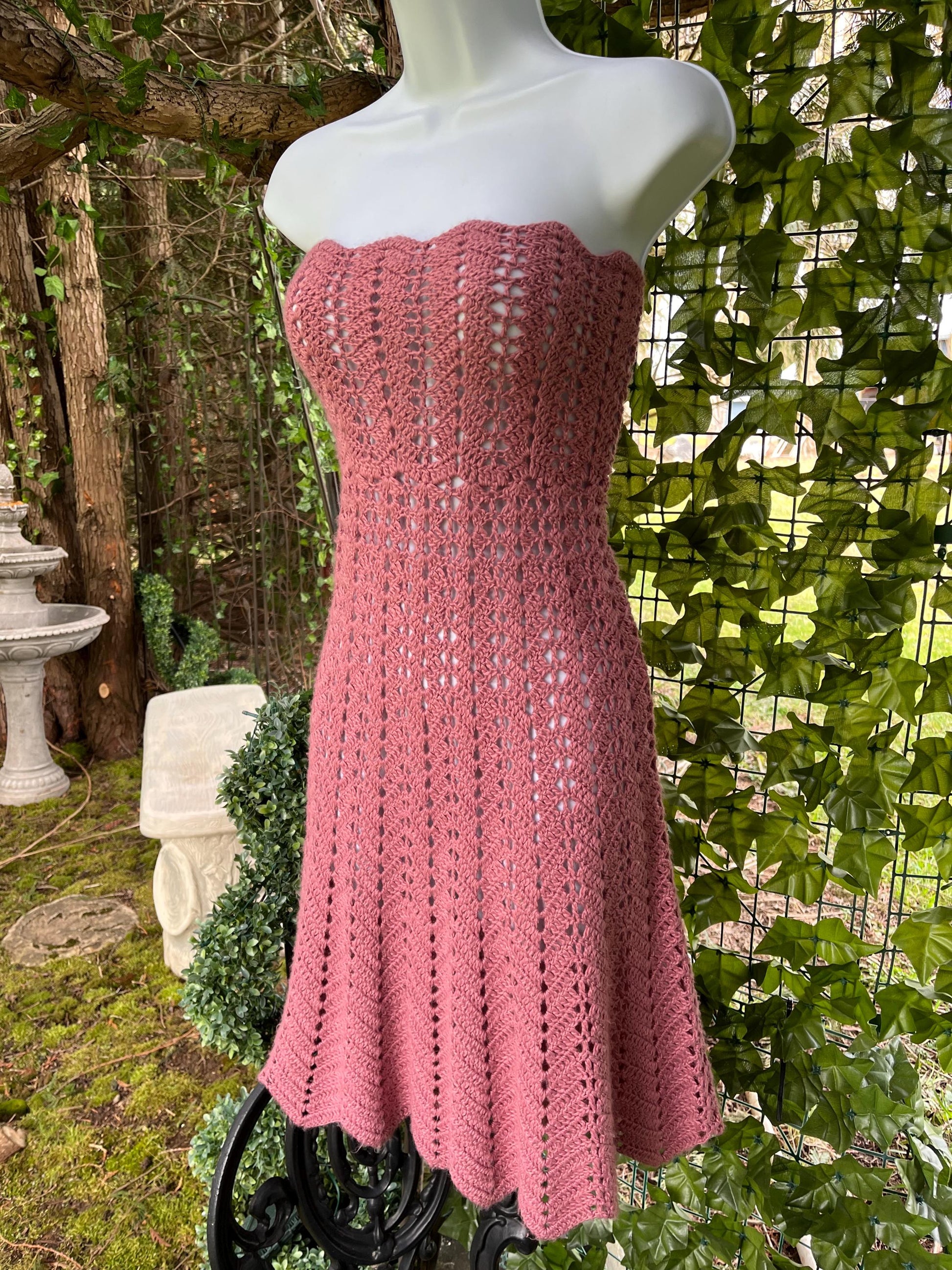 Boho Dusty Rose Knitted Strapless Dress