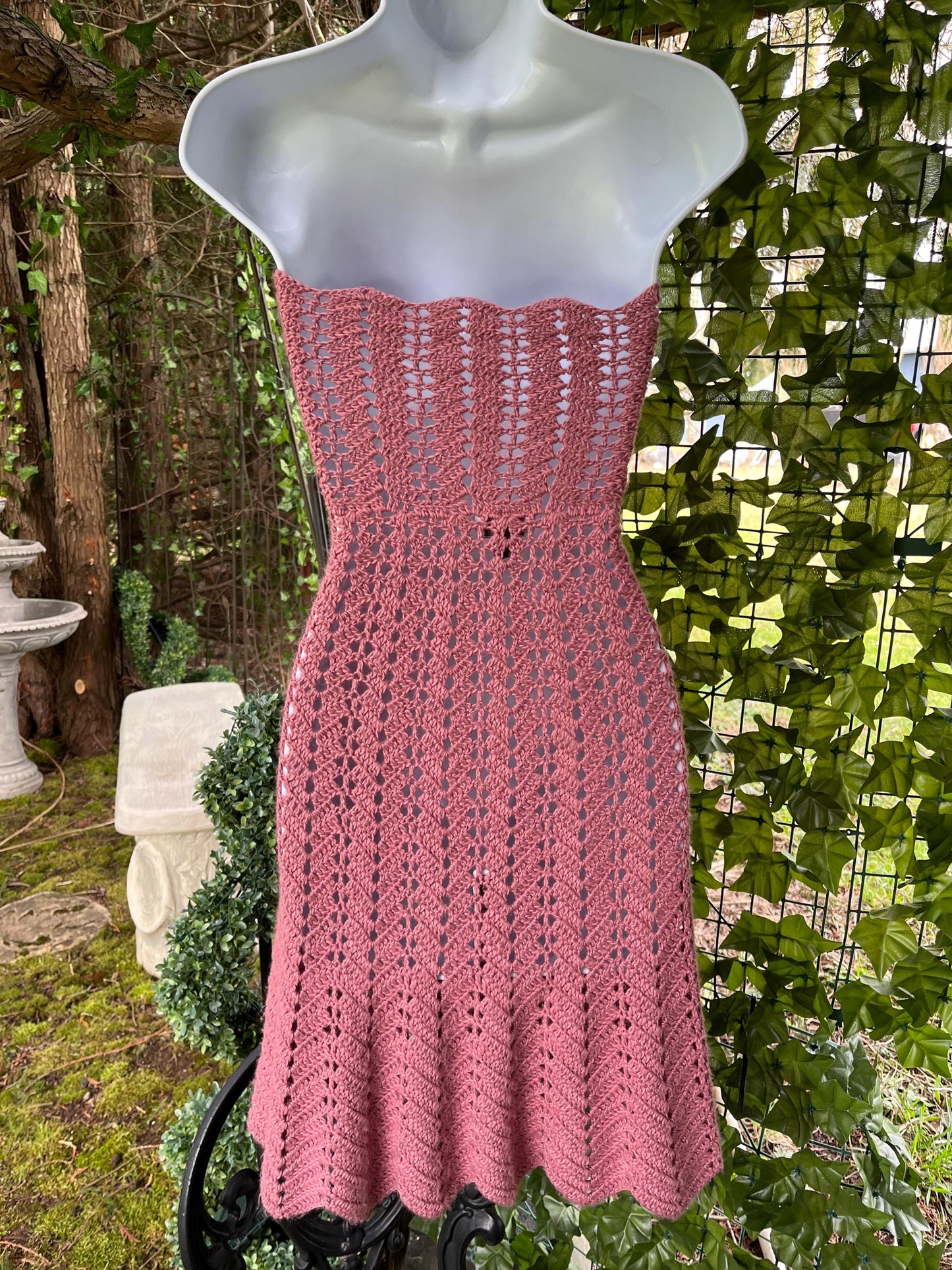 Boho Dusty Rose Knitted Strapless Dress