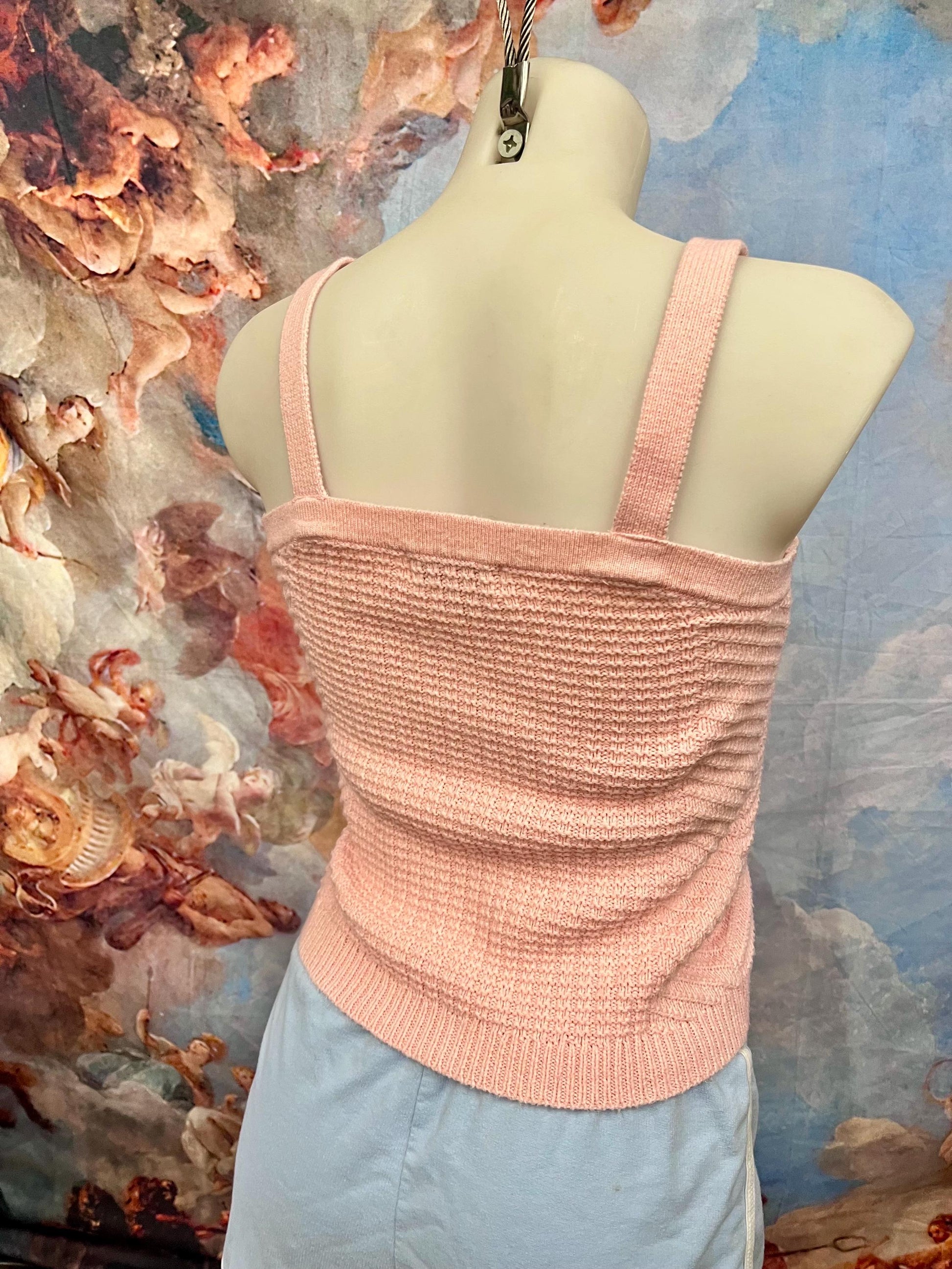 Soft Pink Knit Camisole With Bow