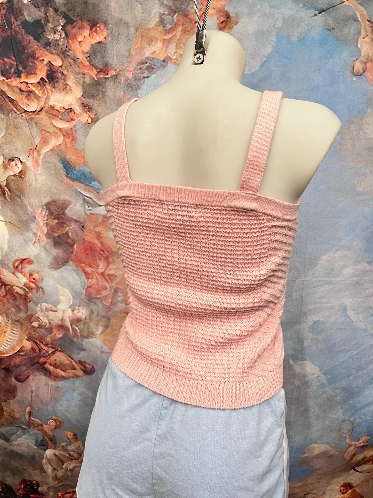Soft Pink Knit Camisole With Bow
