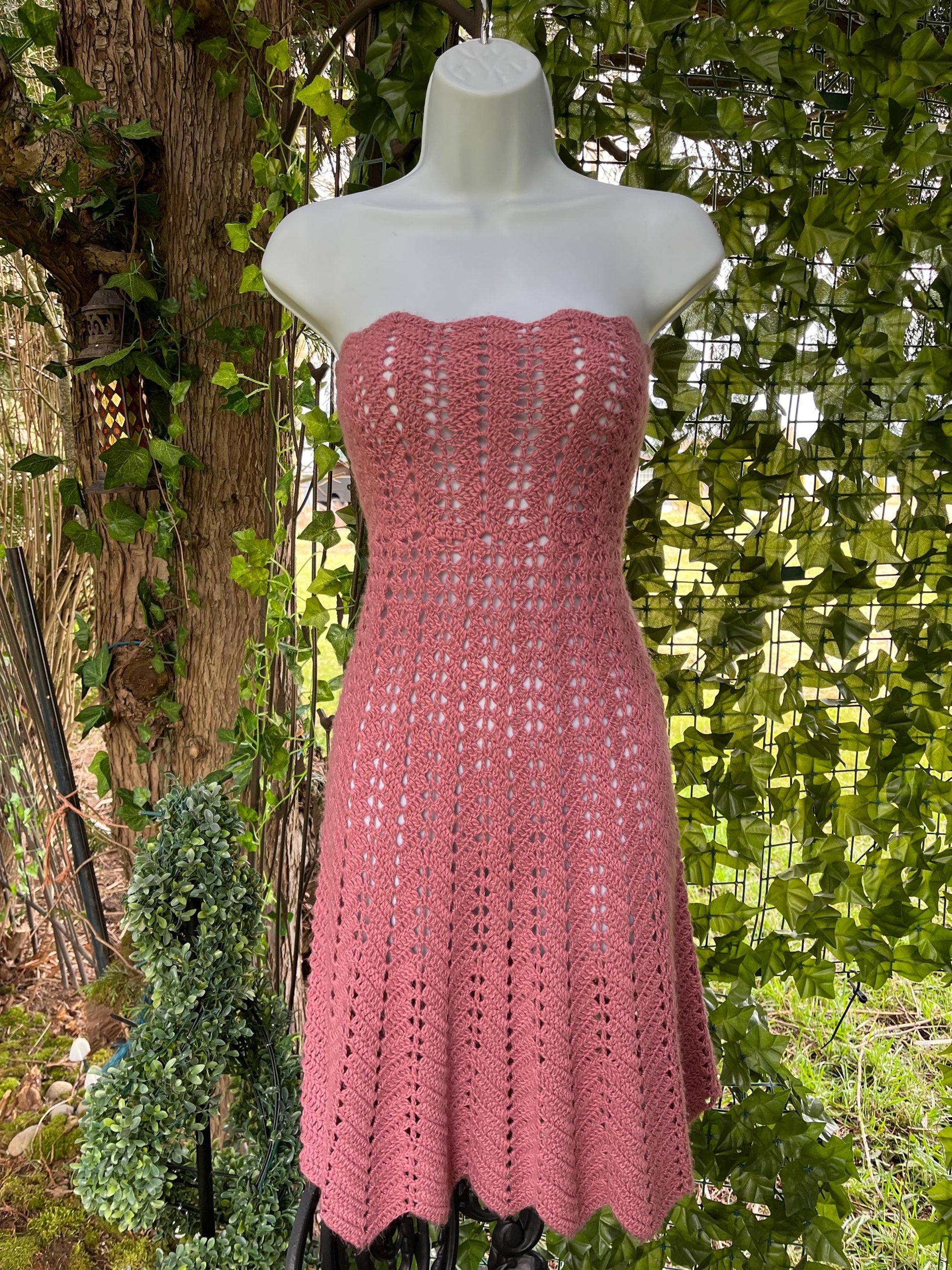 Boho Dusty Rose Knitted Strapless Dress