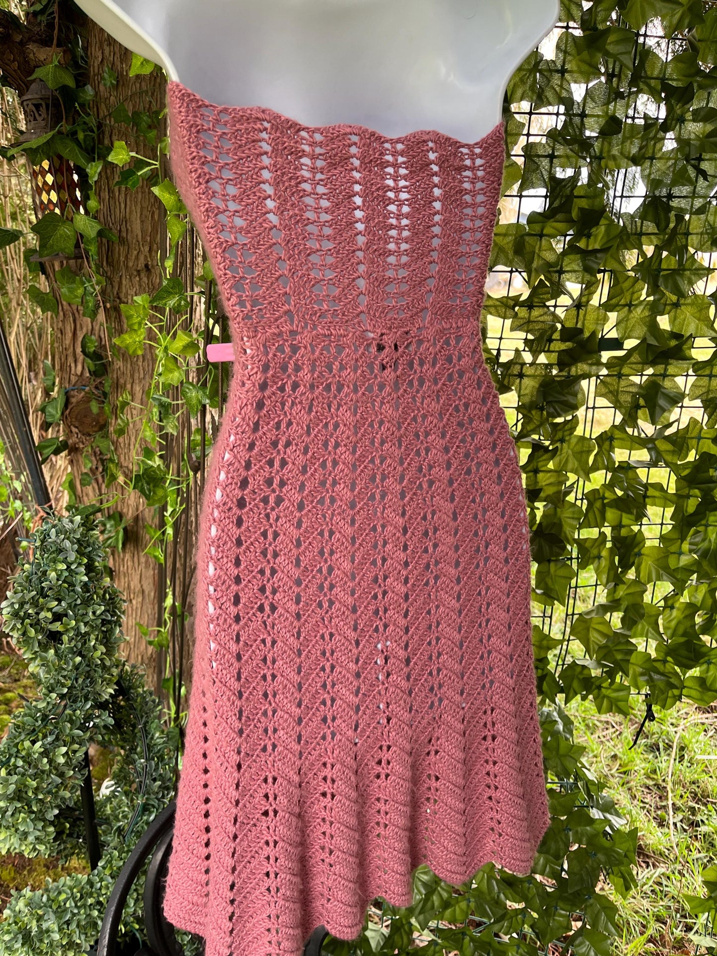 Boho Dusty Rose Knitted Strapless Dress