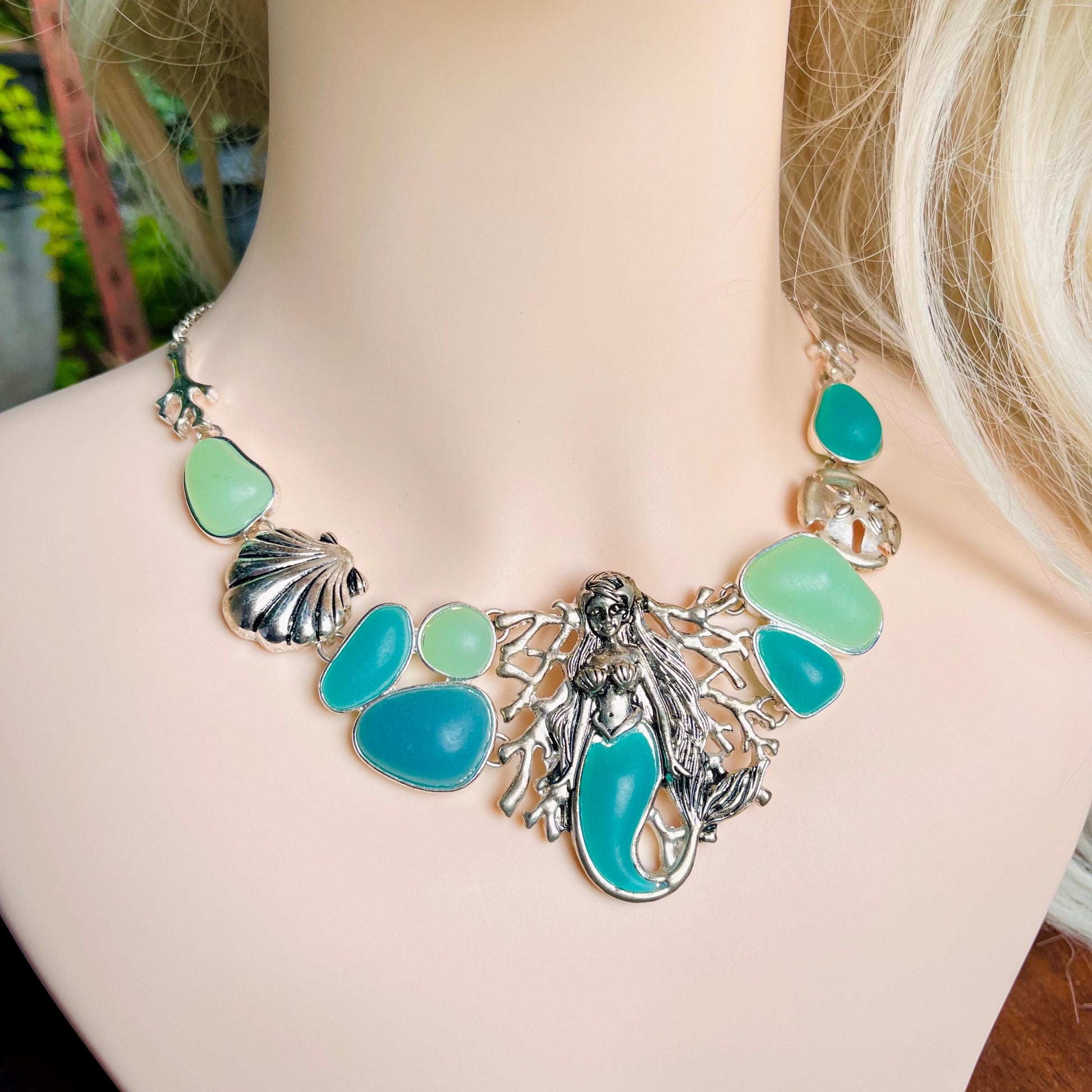 Silver & Seaglass Mermaid Necklace