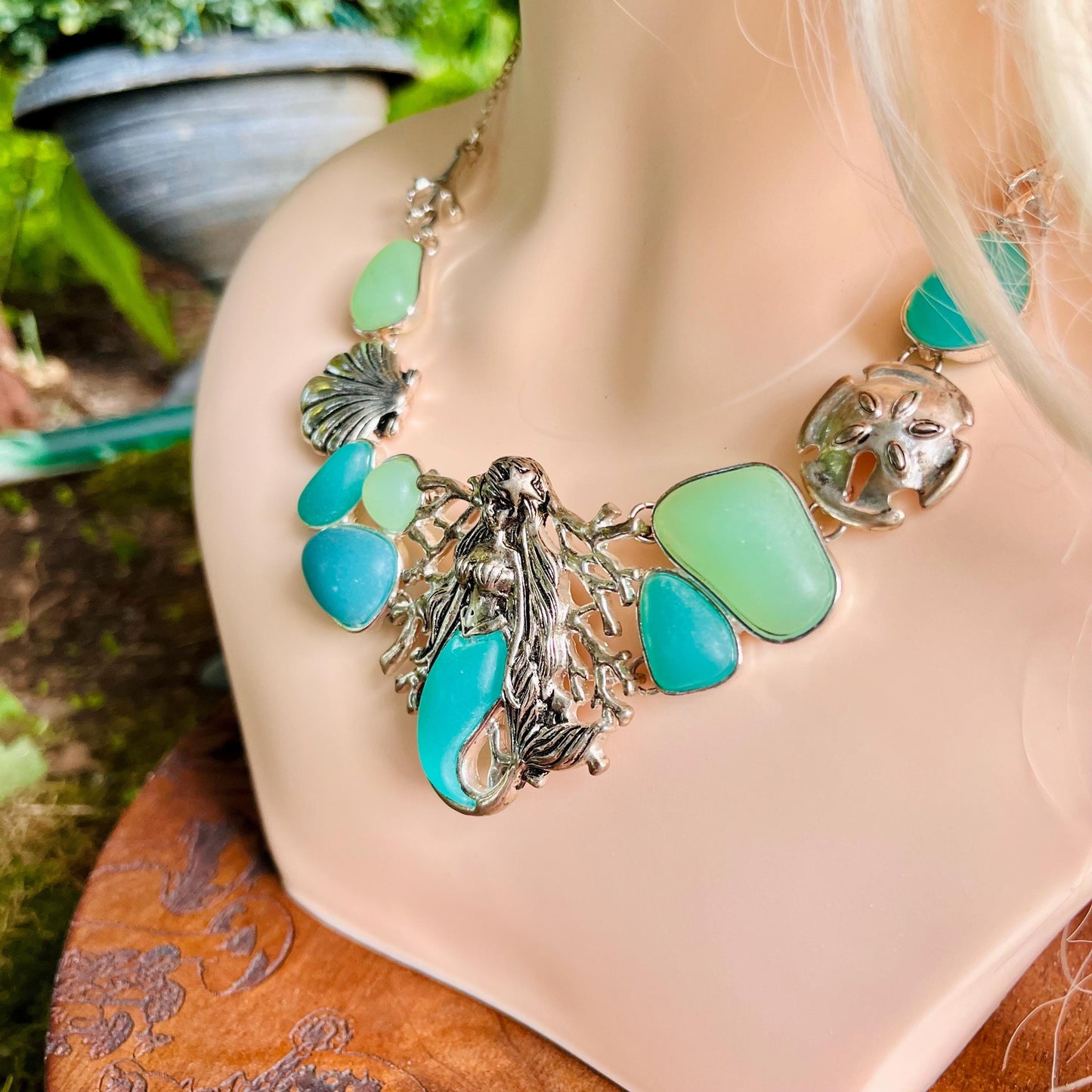 Silver & Seaglass Mermaid Necklace