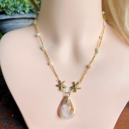 Call of the Tide – Shell & Starfish Charm Necklace