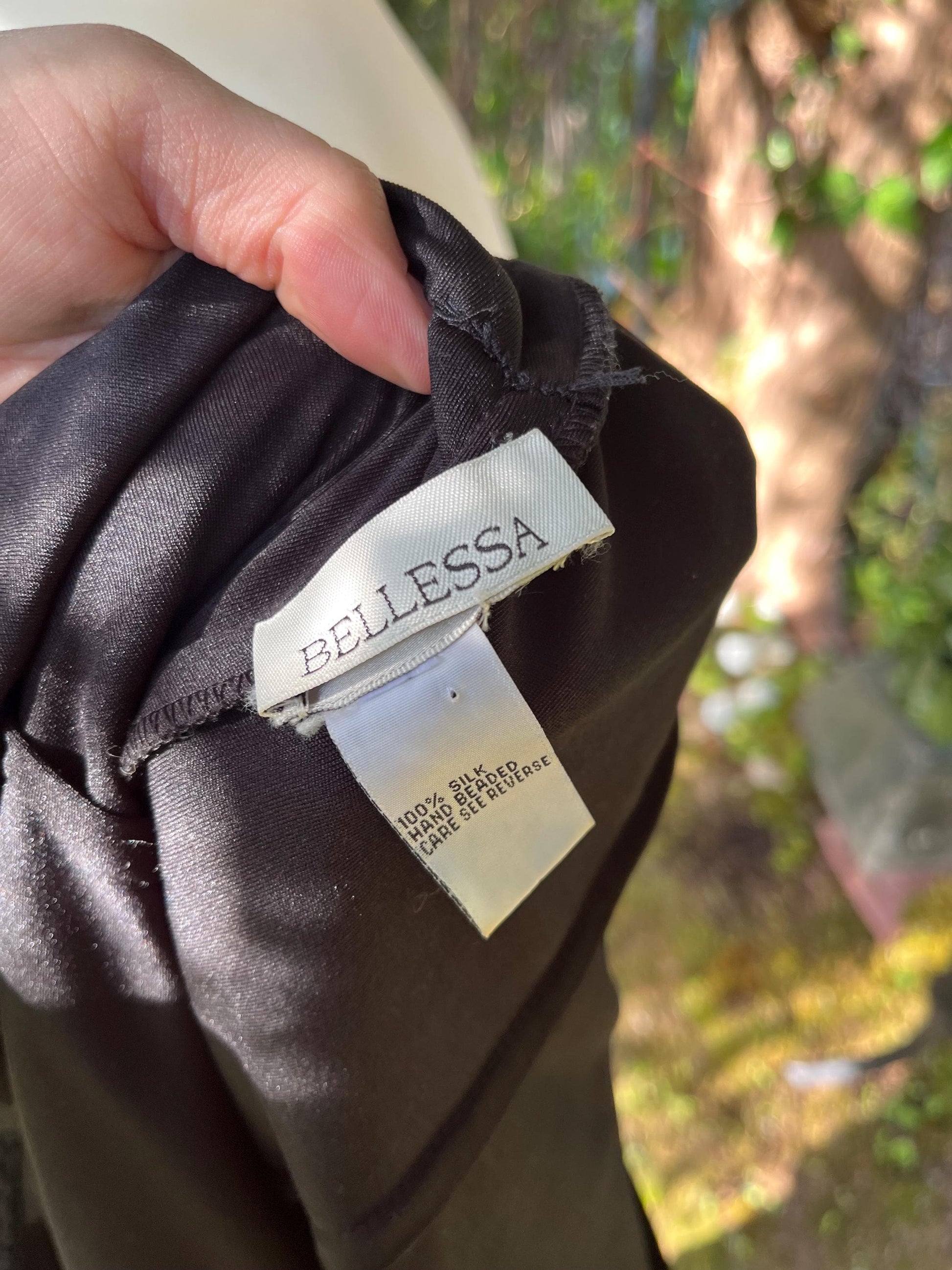 Bellessa Black Silk Hand Beaded Dress