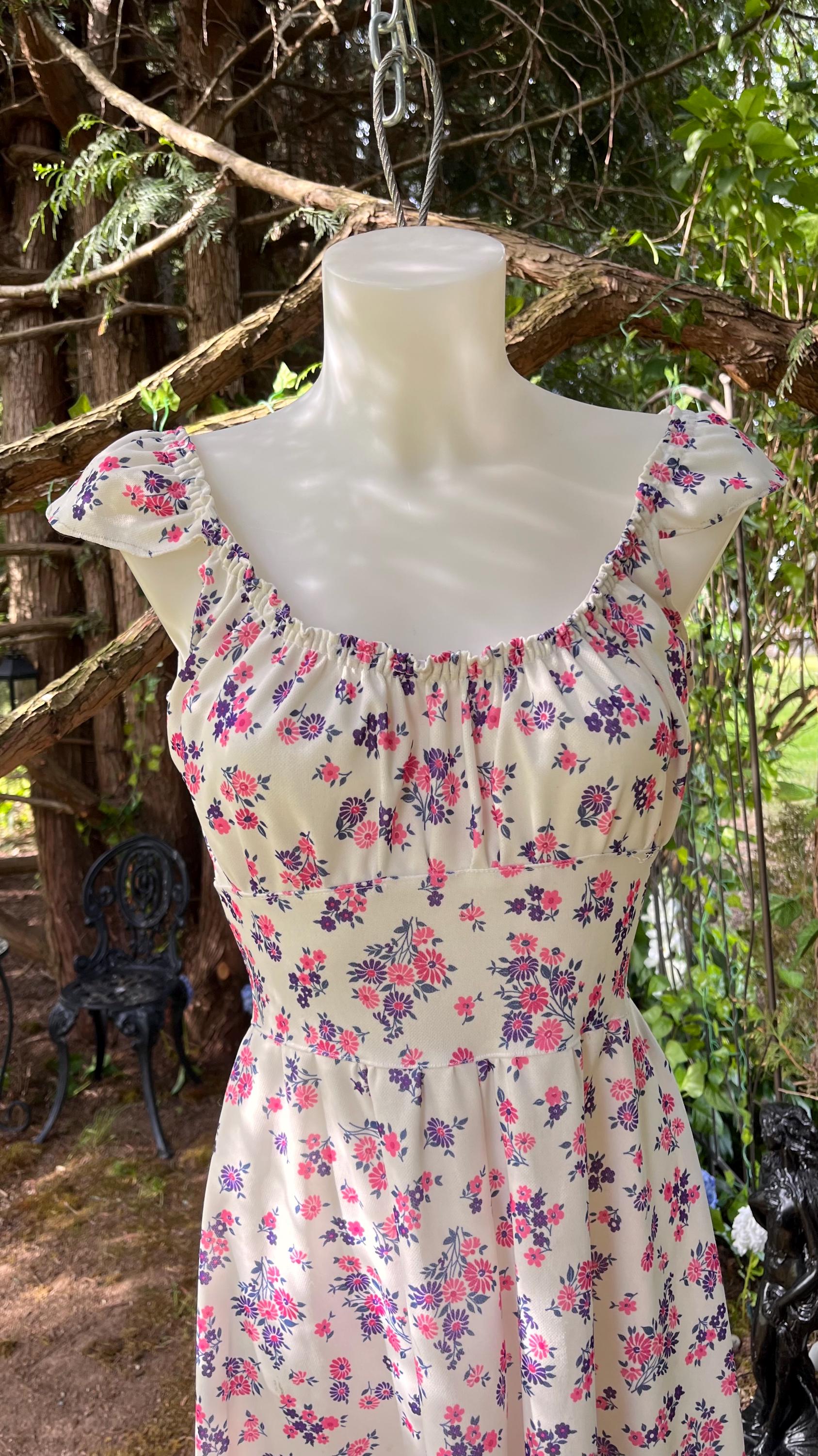 Handmade Cottagecore Floral Print Maxi Dress