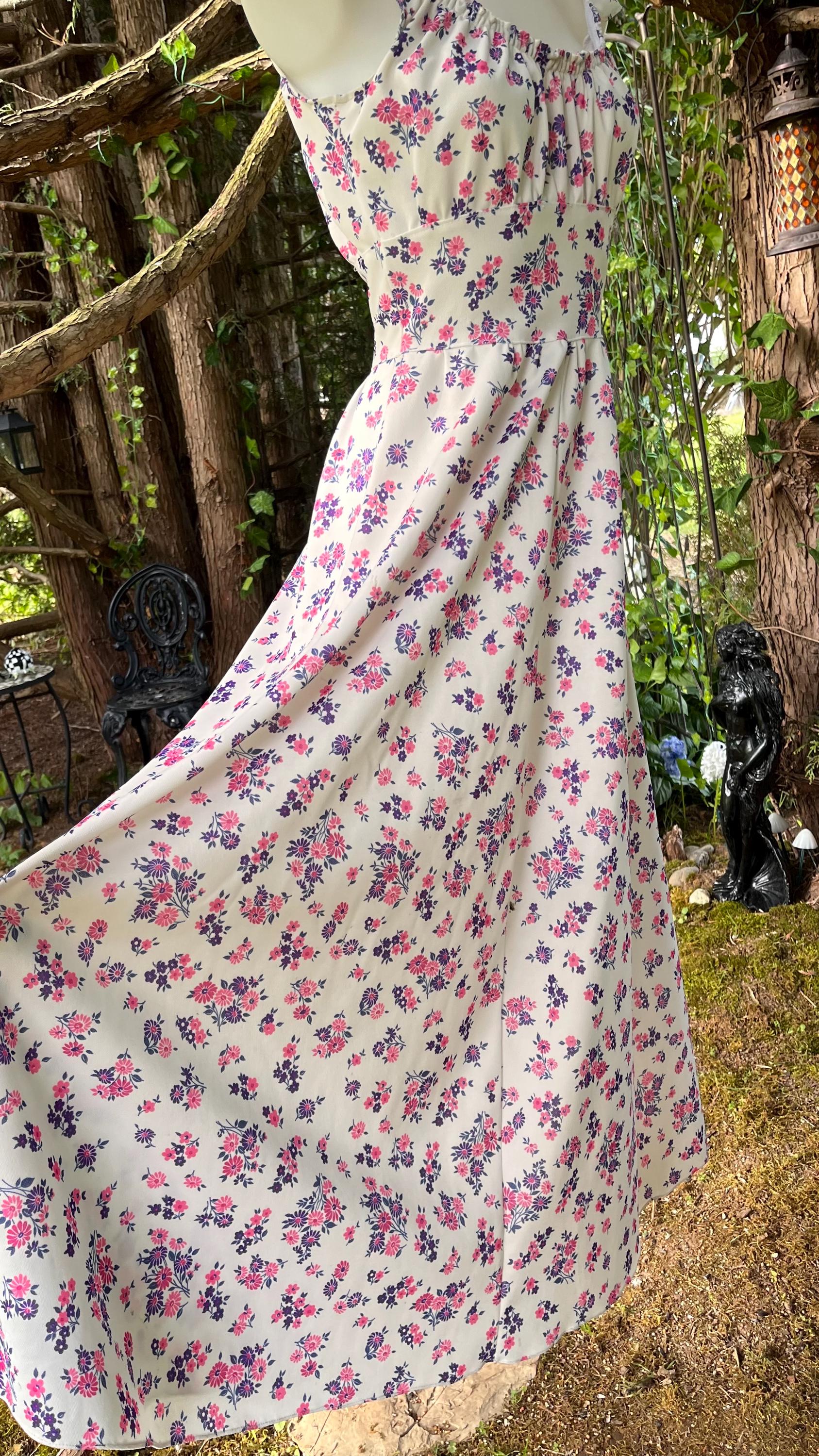 Handmade Cottagecore Floral Print Maxi Dress