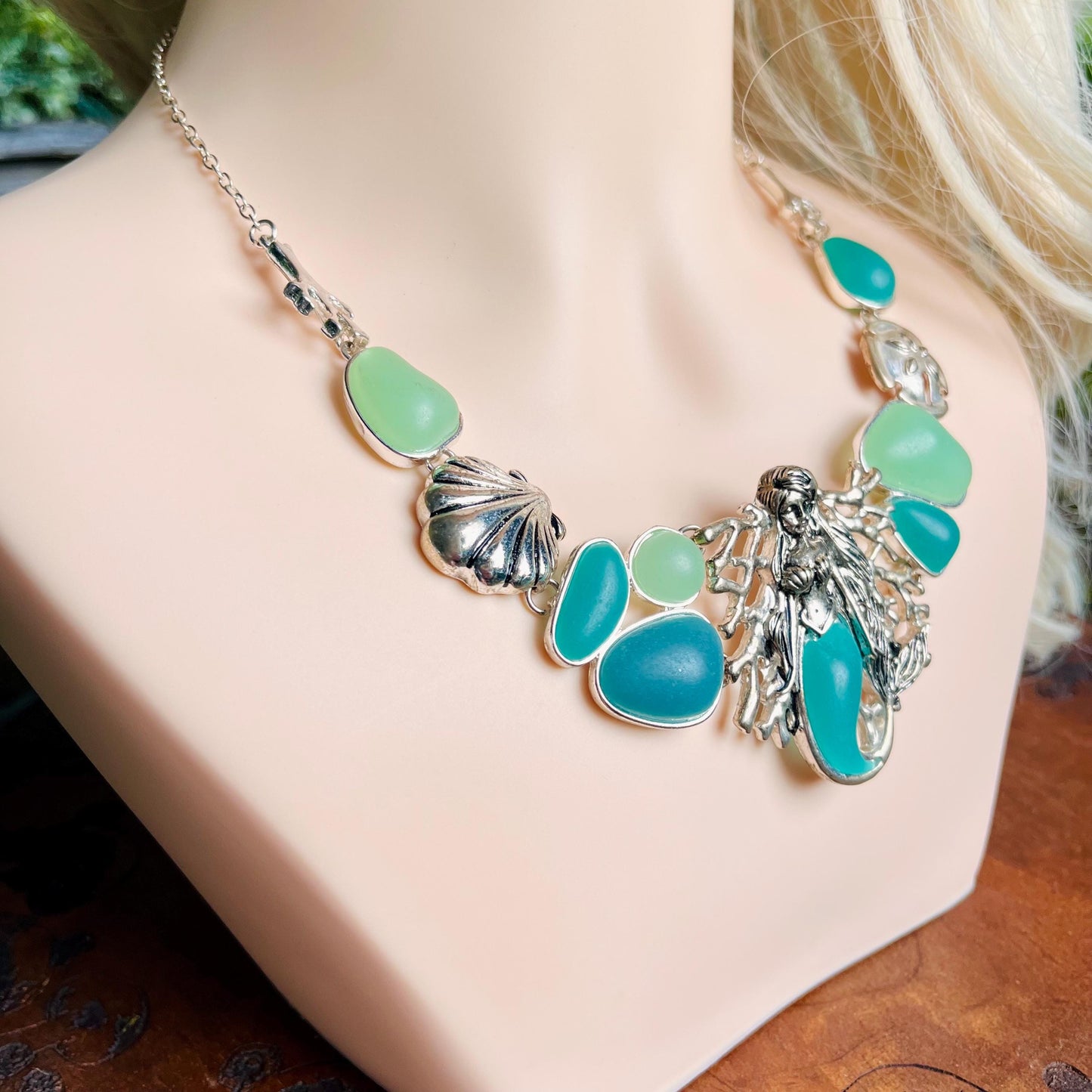 Silver & Seaglass Mermaid Necklace