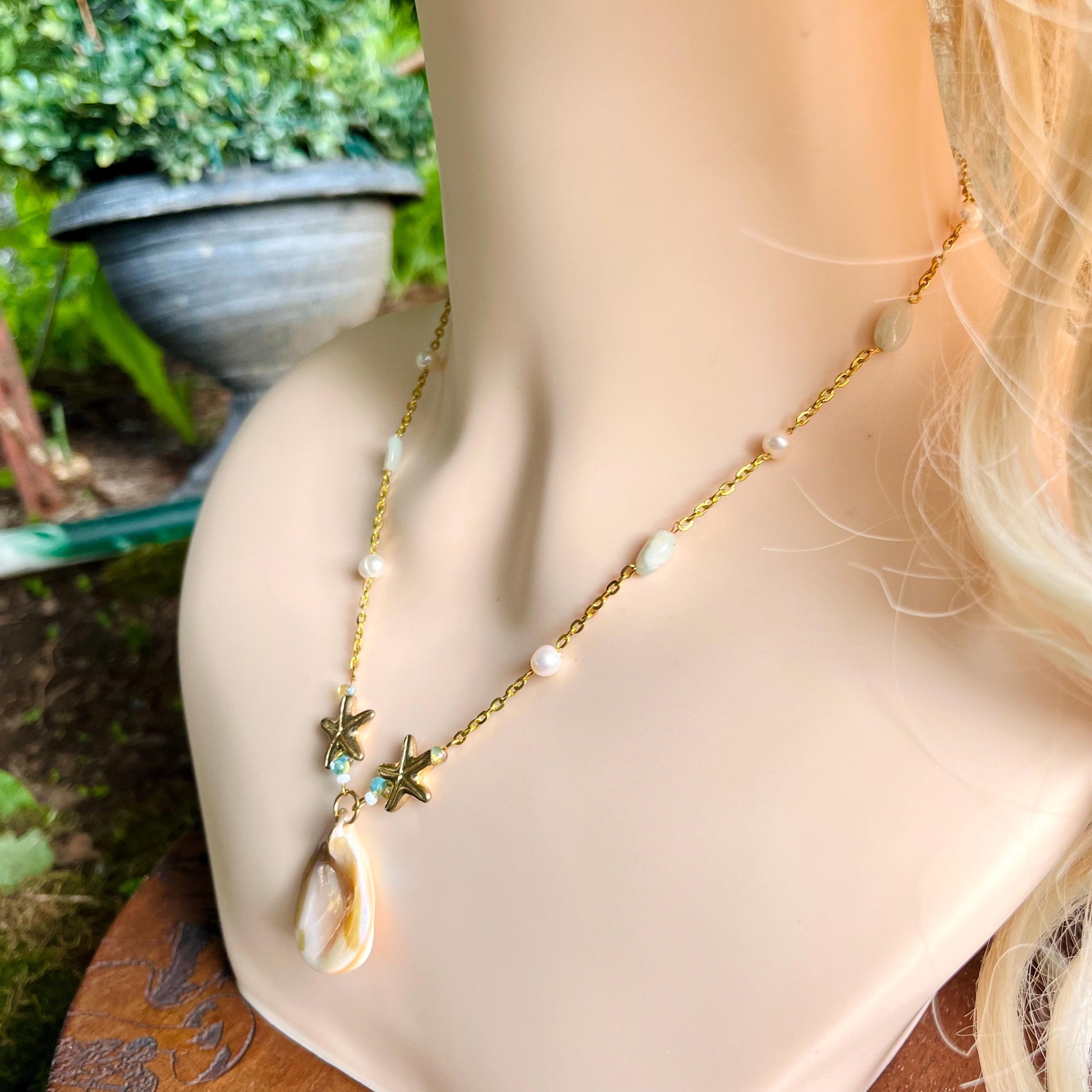 Call of the Tide – Shell & Starfish Charm Necklace