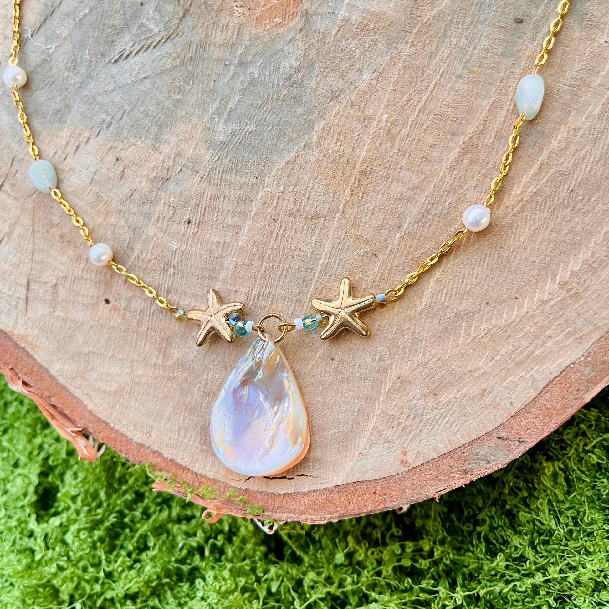 Call of the Tide – Shell & Starfish Charm Necklace