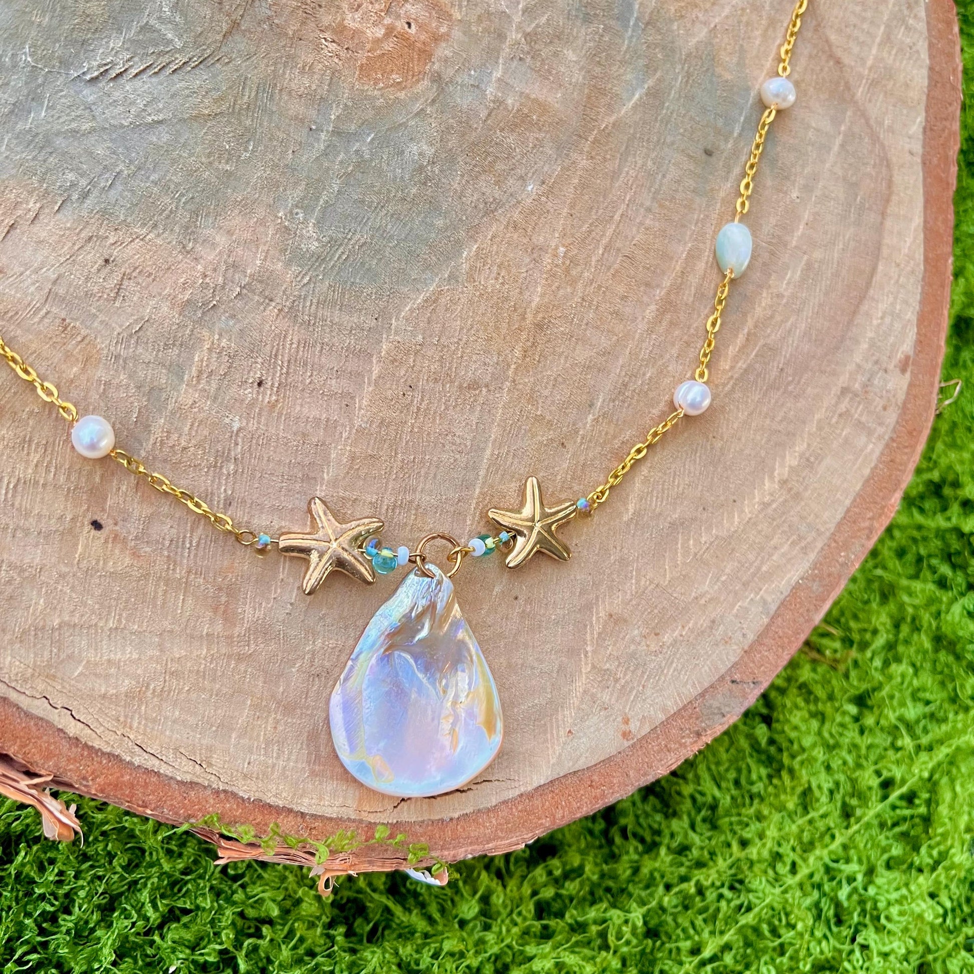 Call of the Tide – Shell & Starfish Charm Necklace