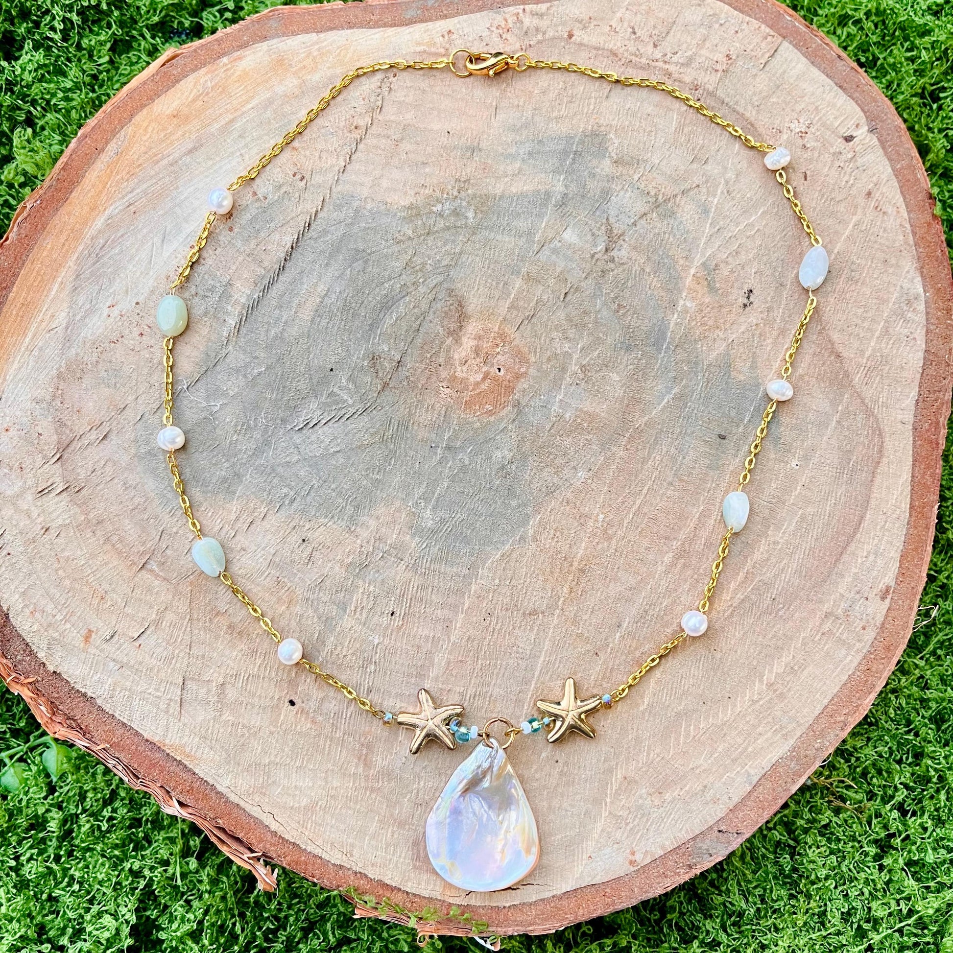 Call of the Tide – Shell & Starfish Charm Necklace