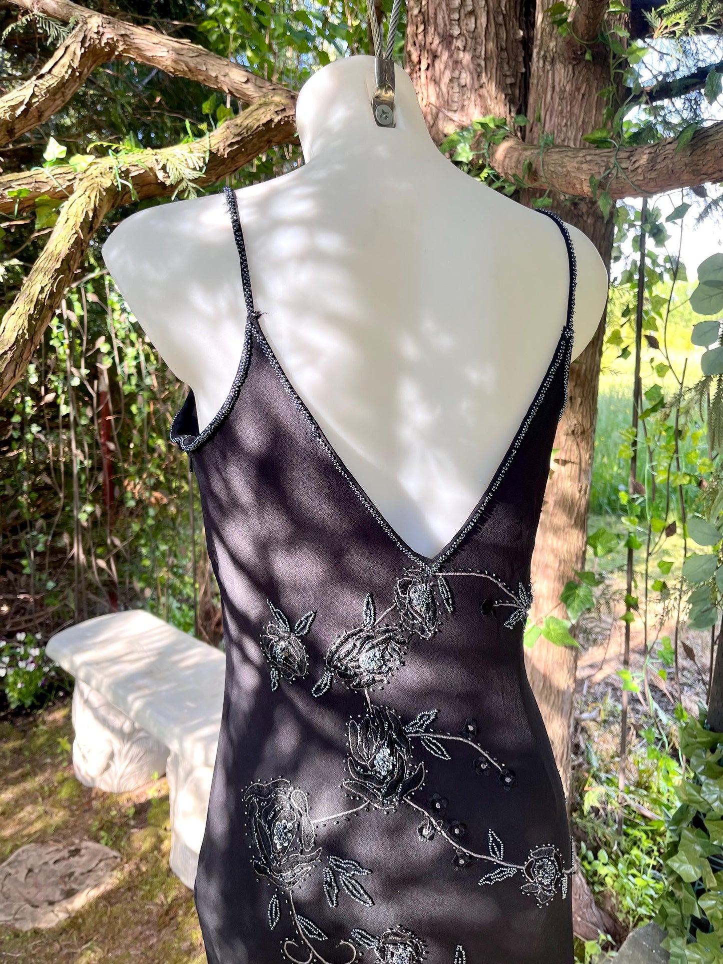 Bellessa Black Silk Hand Beaded Dress