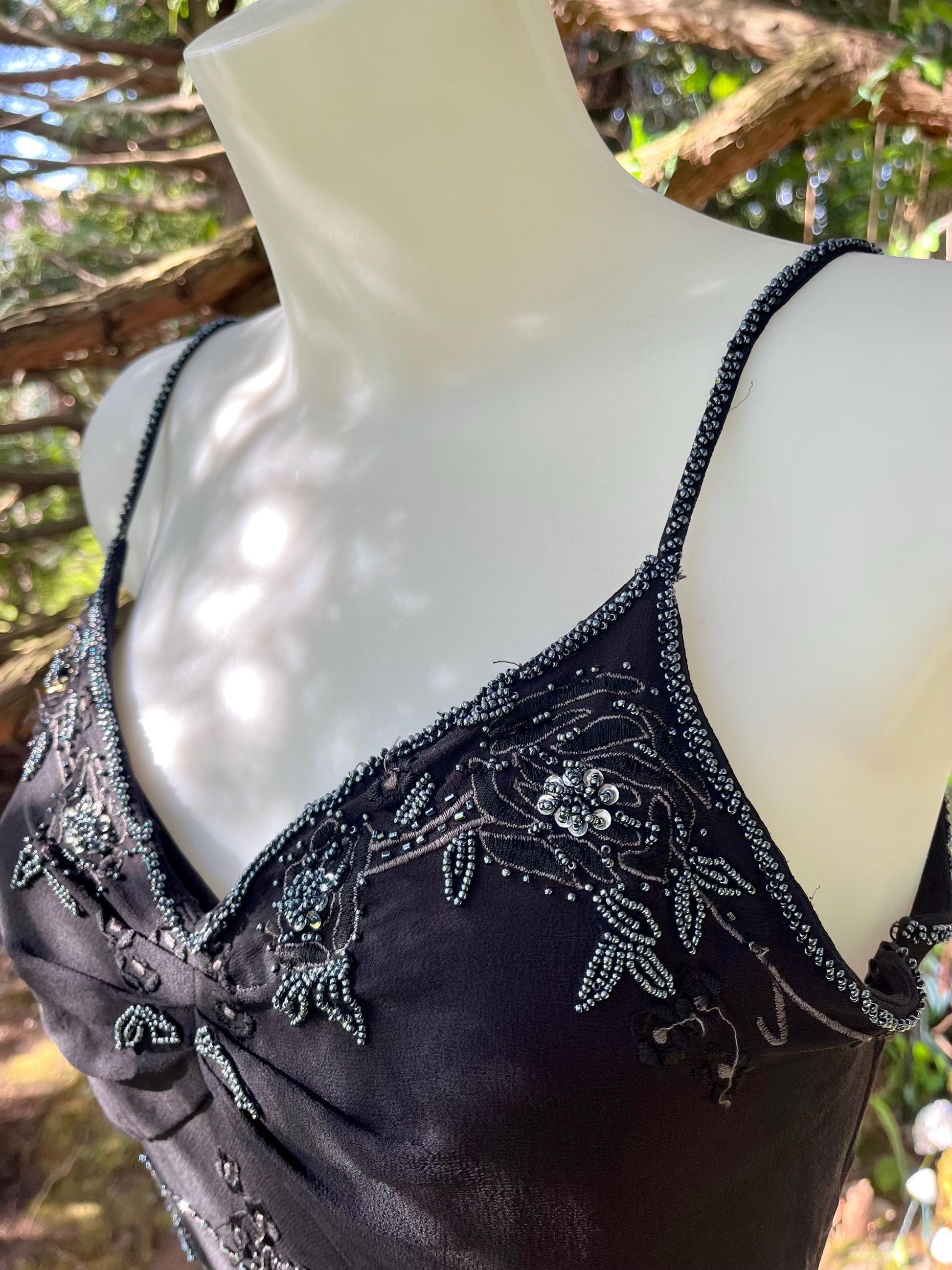 Bellessa Black Silk Hand Beaded Dress