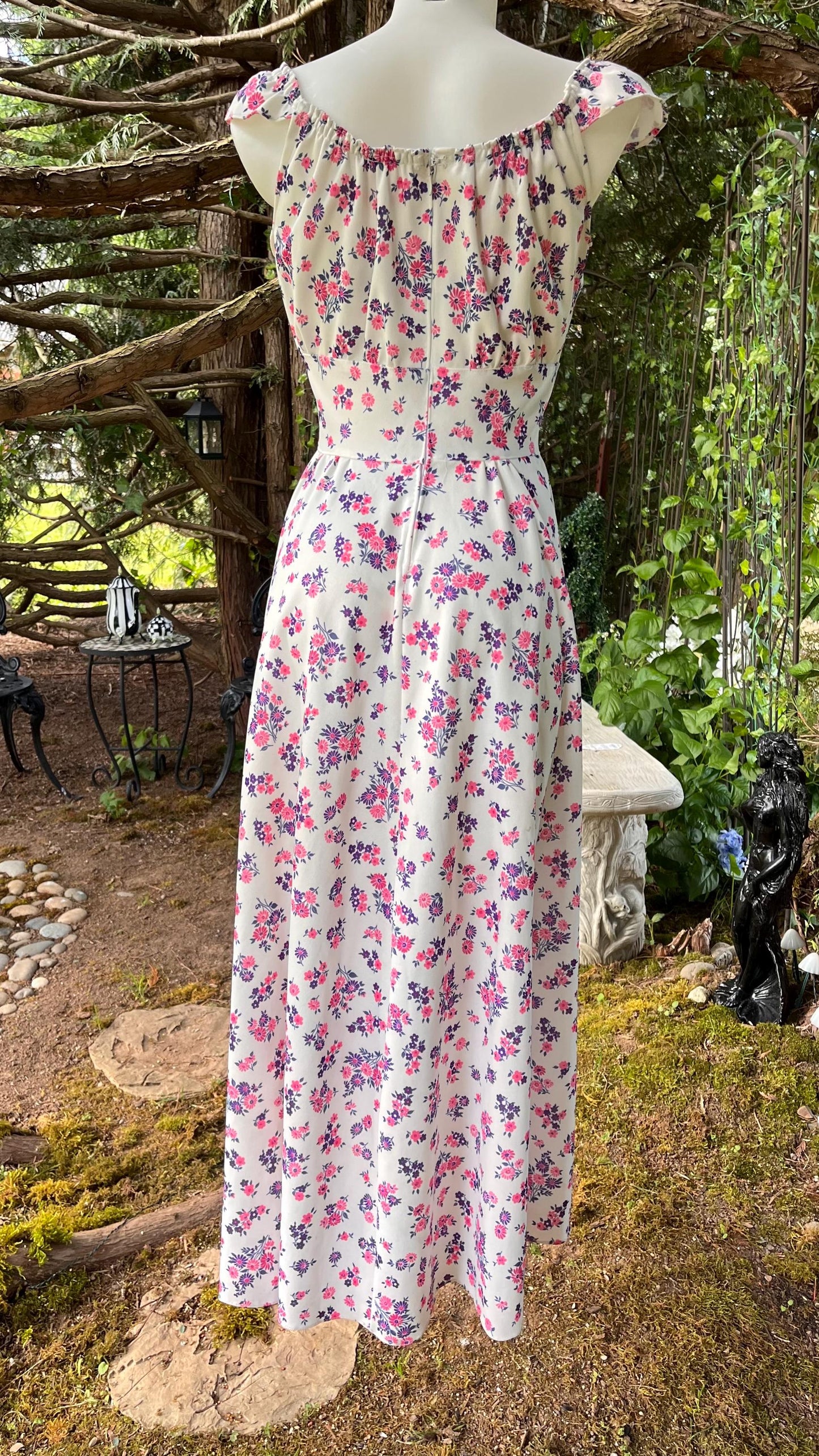 Handmade Cottagecore Floral Print Maxi Dress