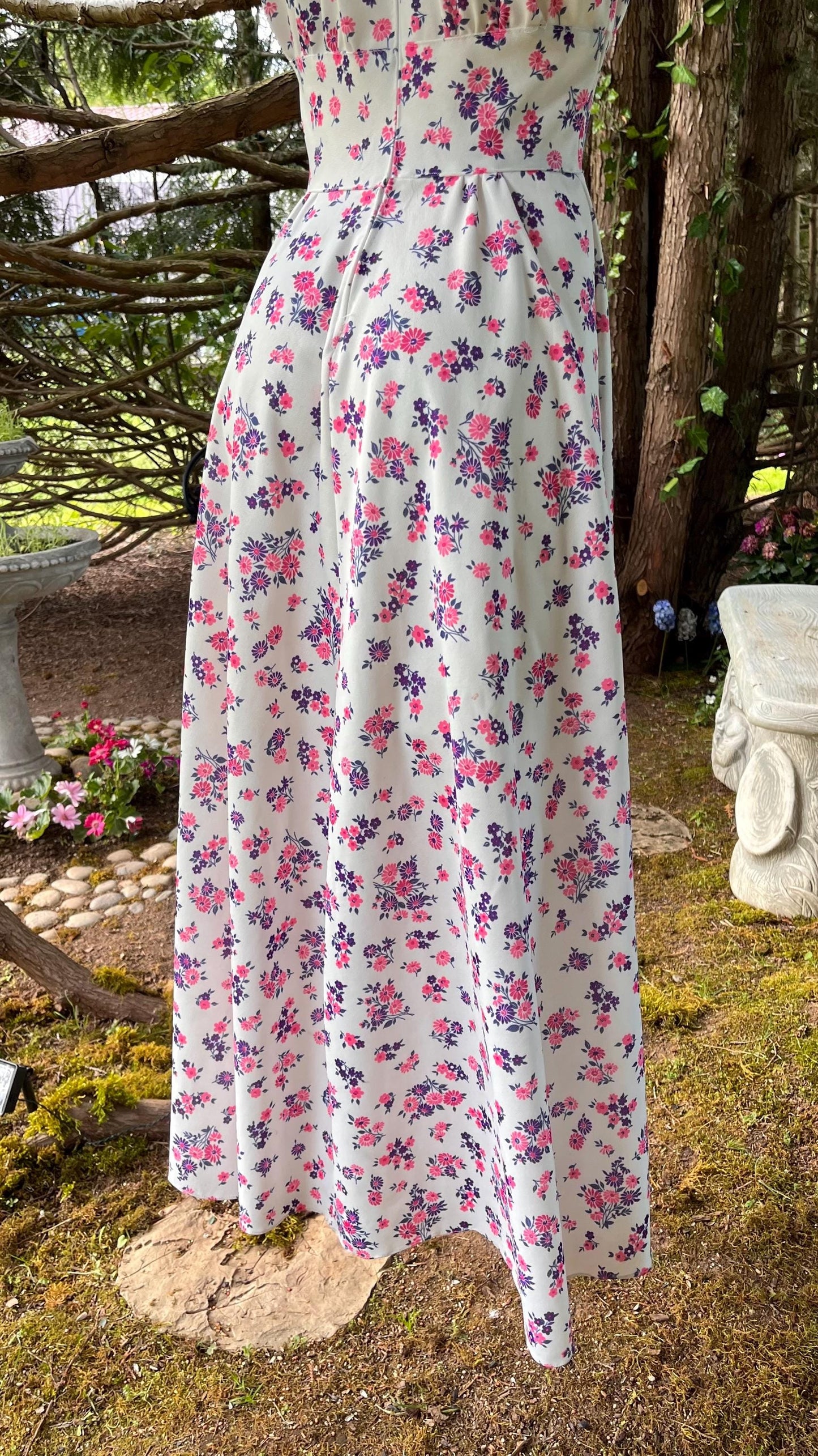 Handmade Cottagecore Floral Print Maxi Dress