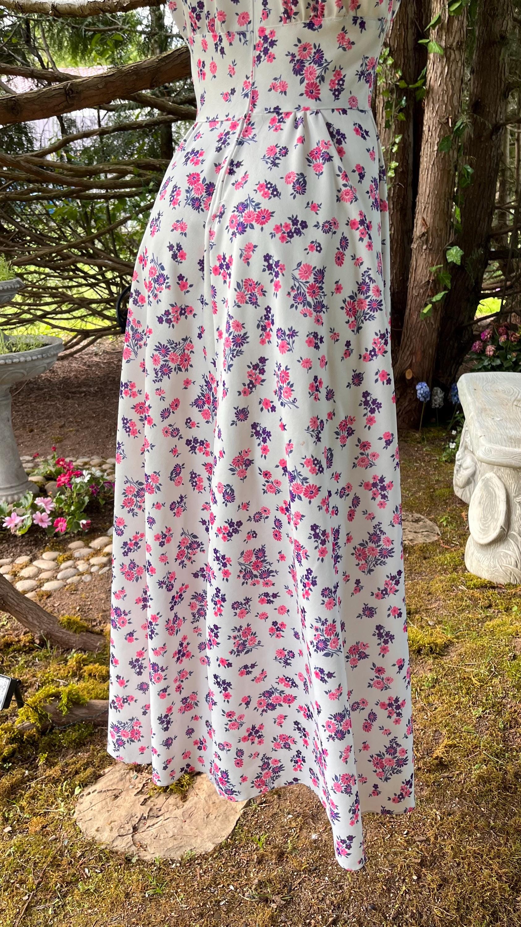 Handmade Cottagecore Floral Print Maxi Dress
