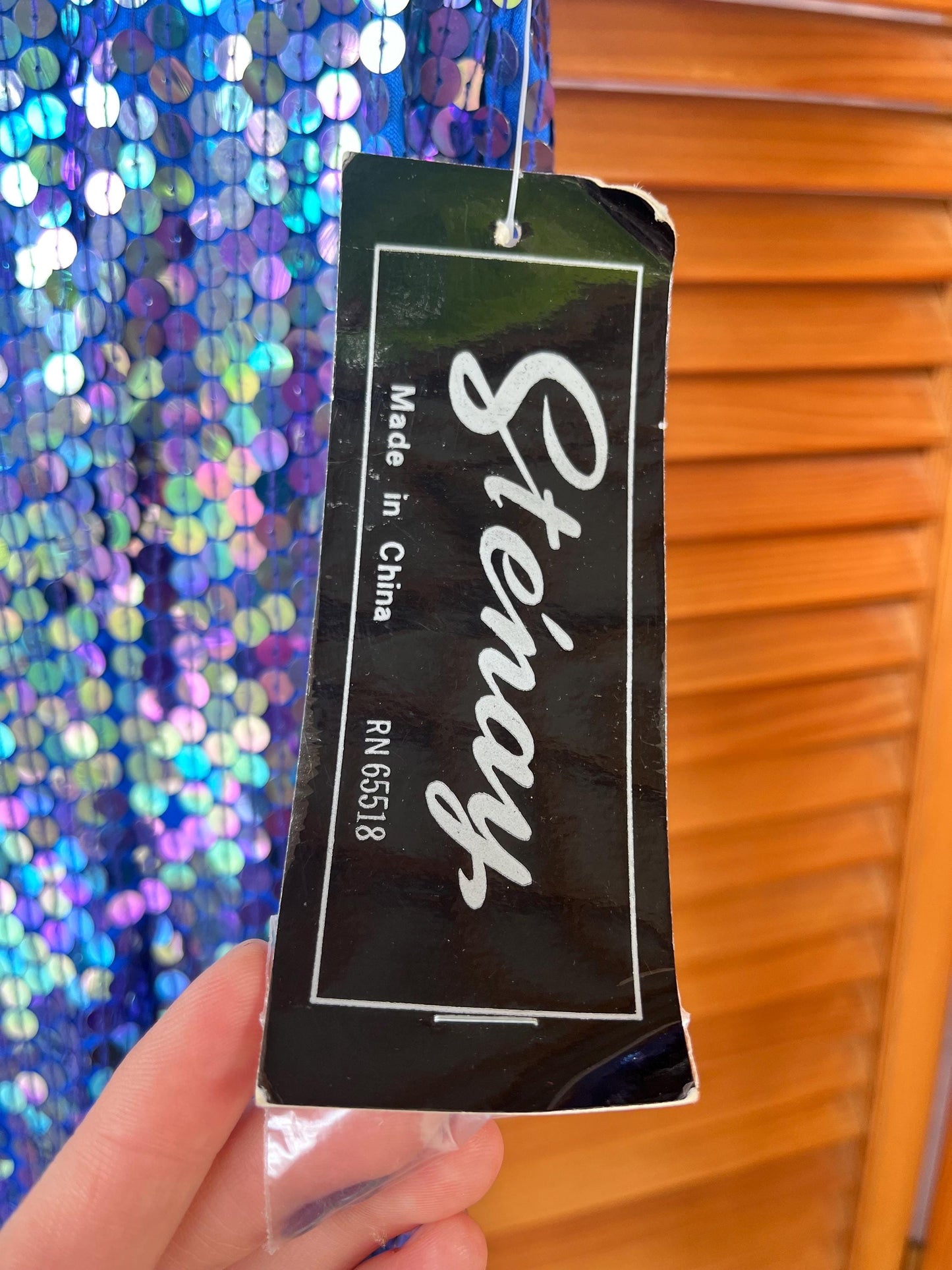 Stunning Vintage Mermaid Blue Iridescent Sequin Dress