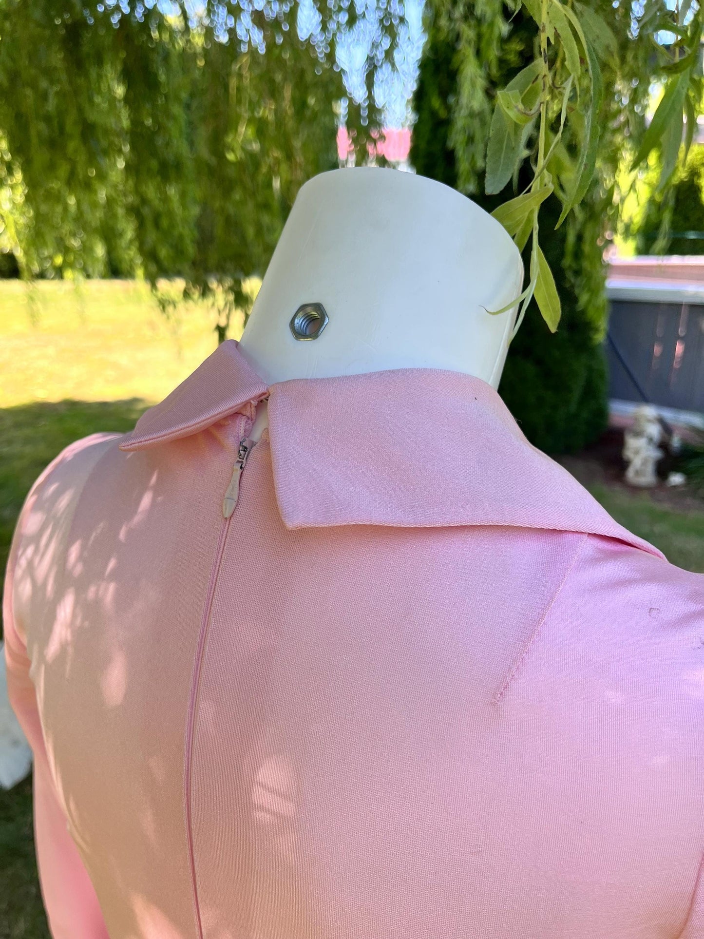 Vintage 1970s Pink Prairie Maxi Dress – Long Sleeve Collared Cottagecore Gown