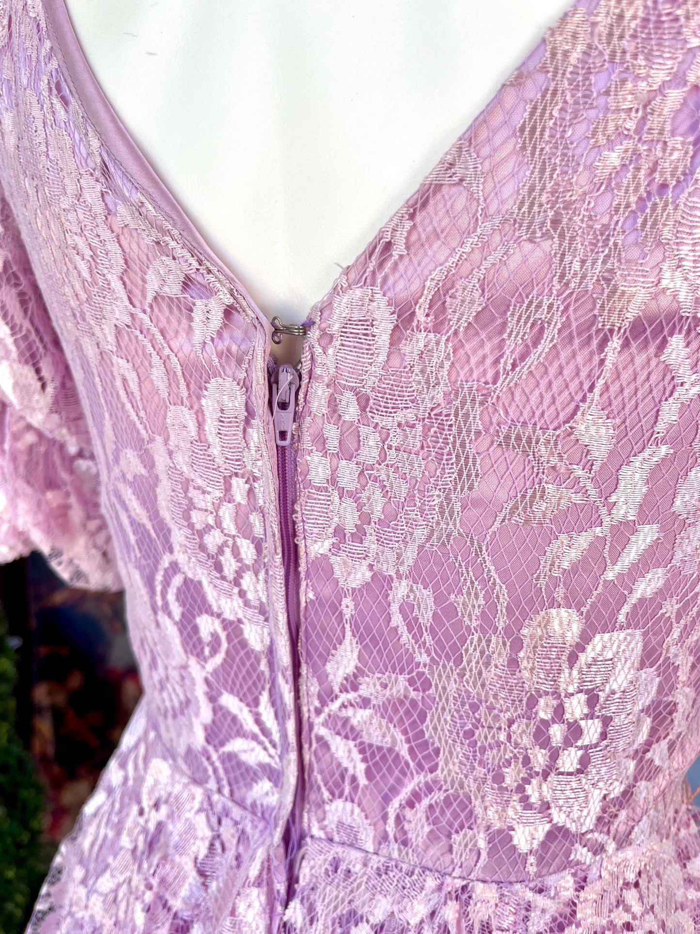 Vintage Lilac Lace Peplum Dress | 80s Romantic Cottagecore Dream